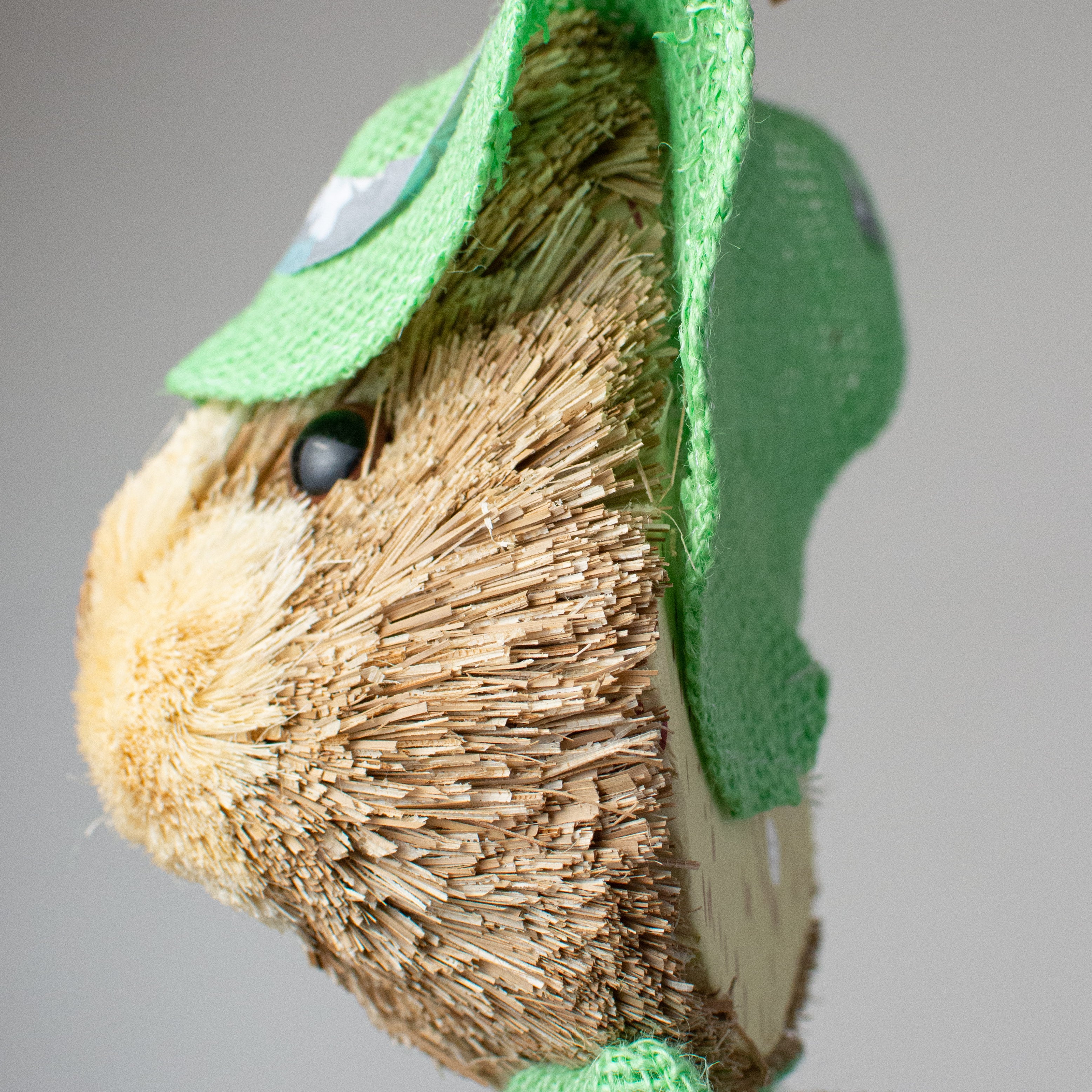 25" Sisal Bunny Head With Burlap Hat & Bow: Green detail photo 3
