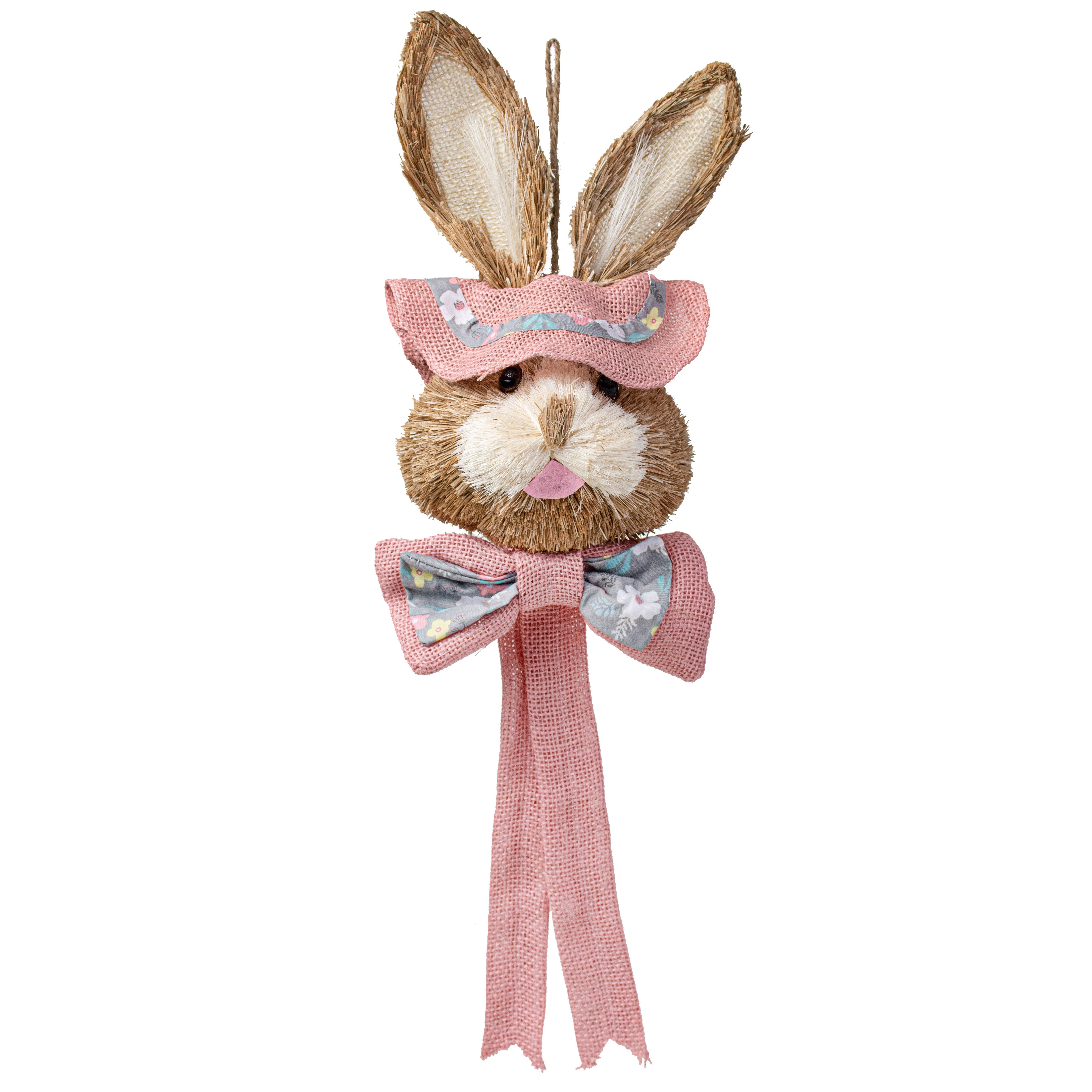25" Sisal Bunny Head With Burlap Hat & Bow: Pink Item Number: 9743607
