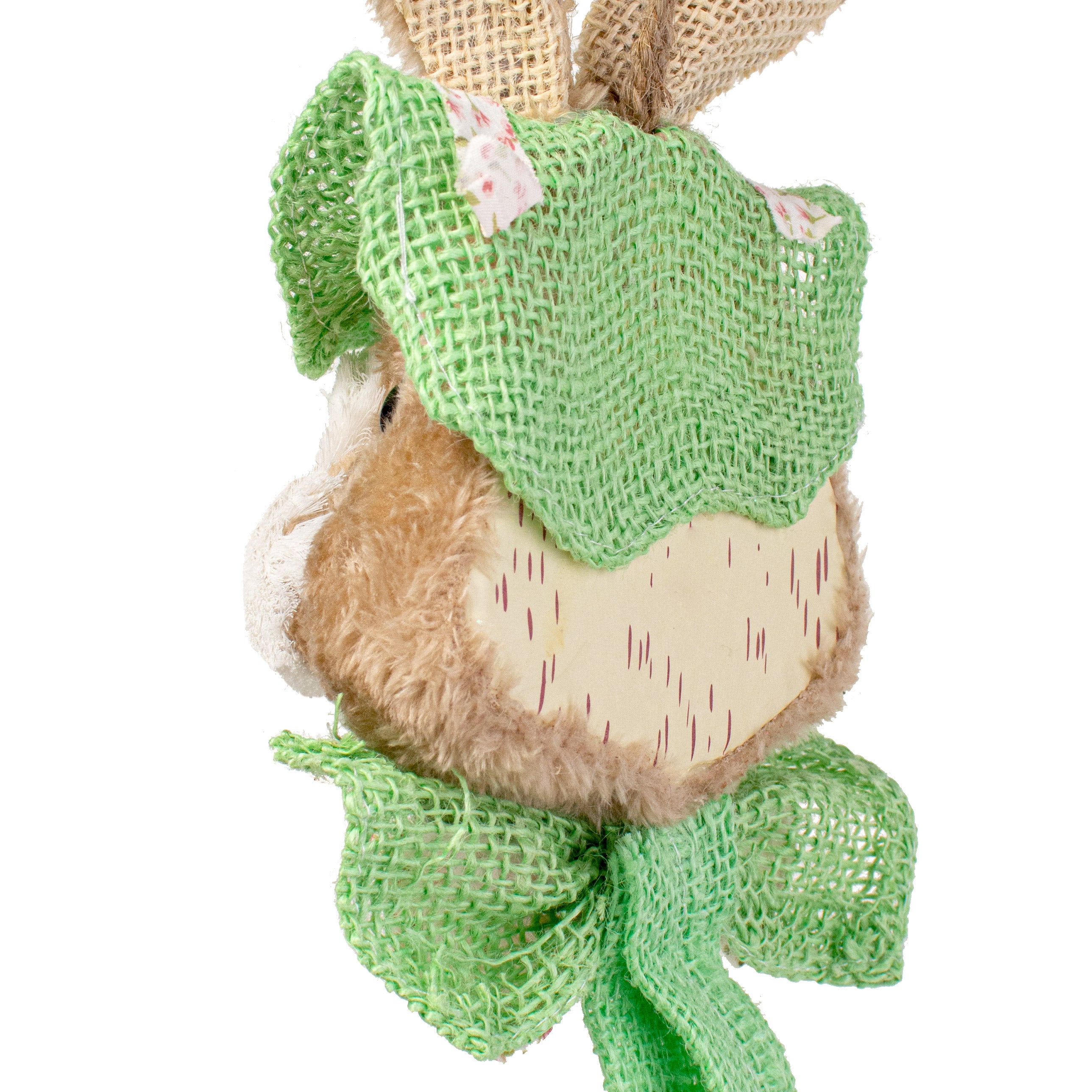 20" Sisal Bunny Head: Green With Floral Fabric detail photo 5