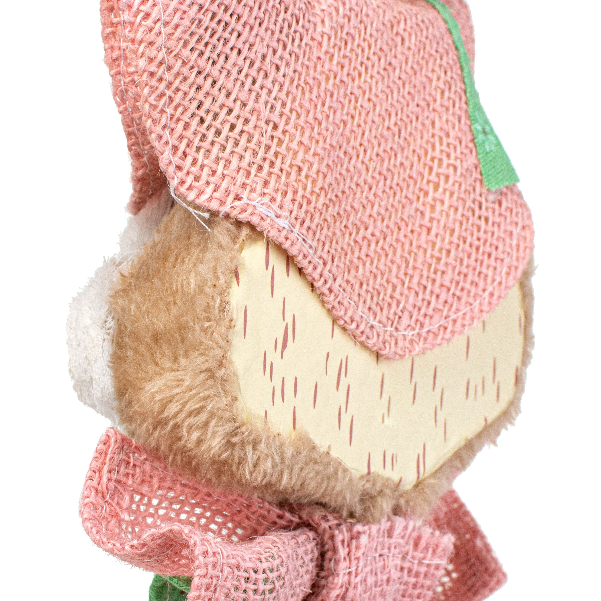 20" Sisal Bunny Head: Pink With Floral Fabric detail photo 5
