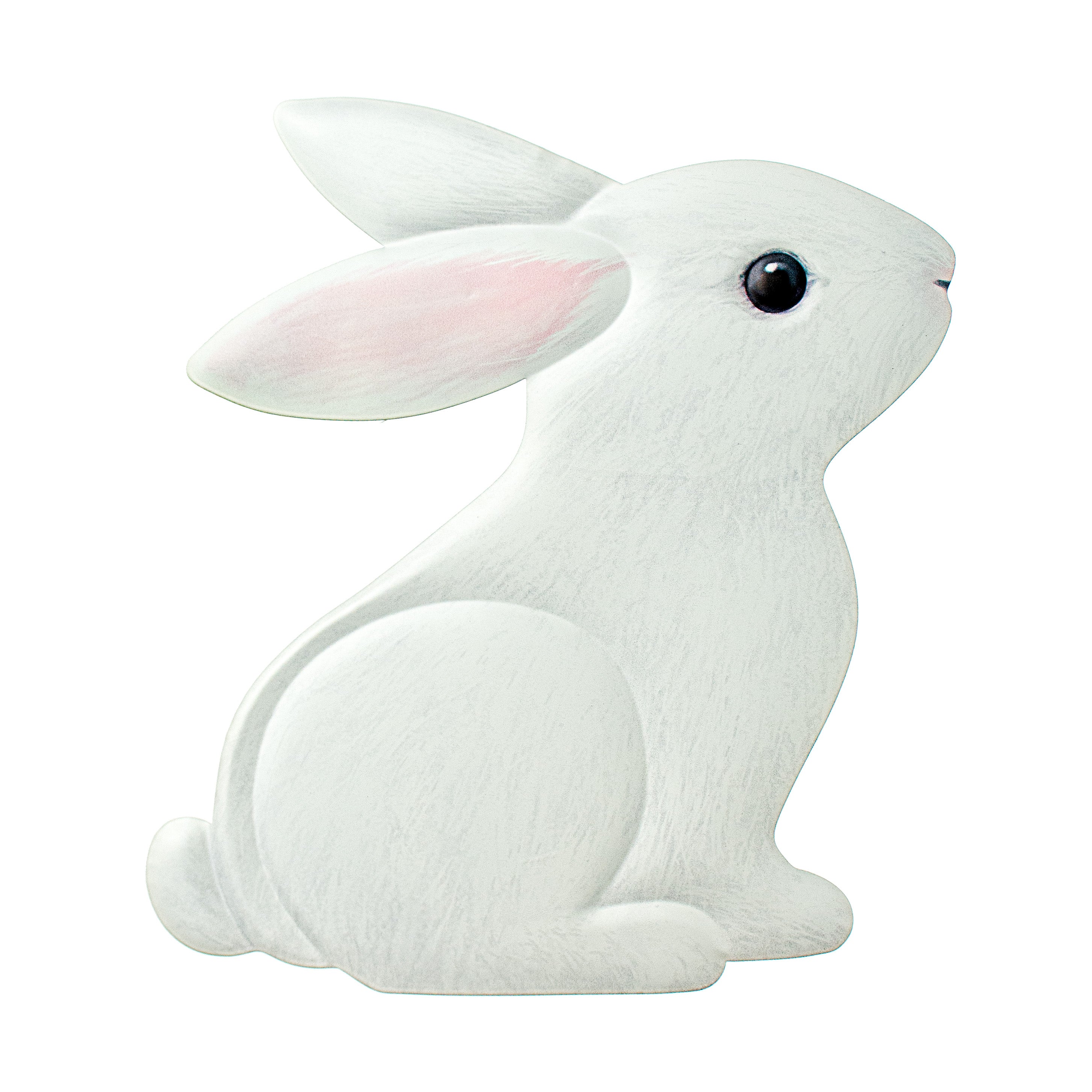 12" Sitting Bunny Embossed Metal Hanger: White Item Number: MD105327