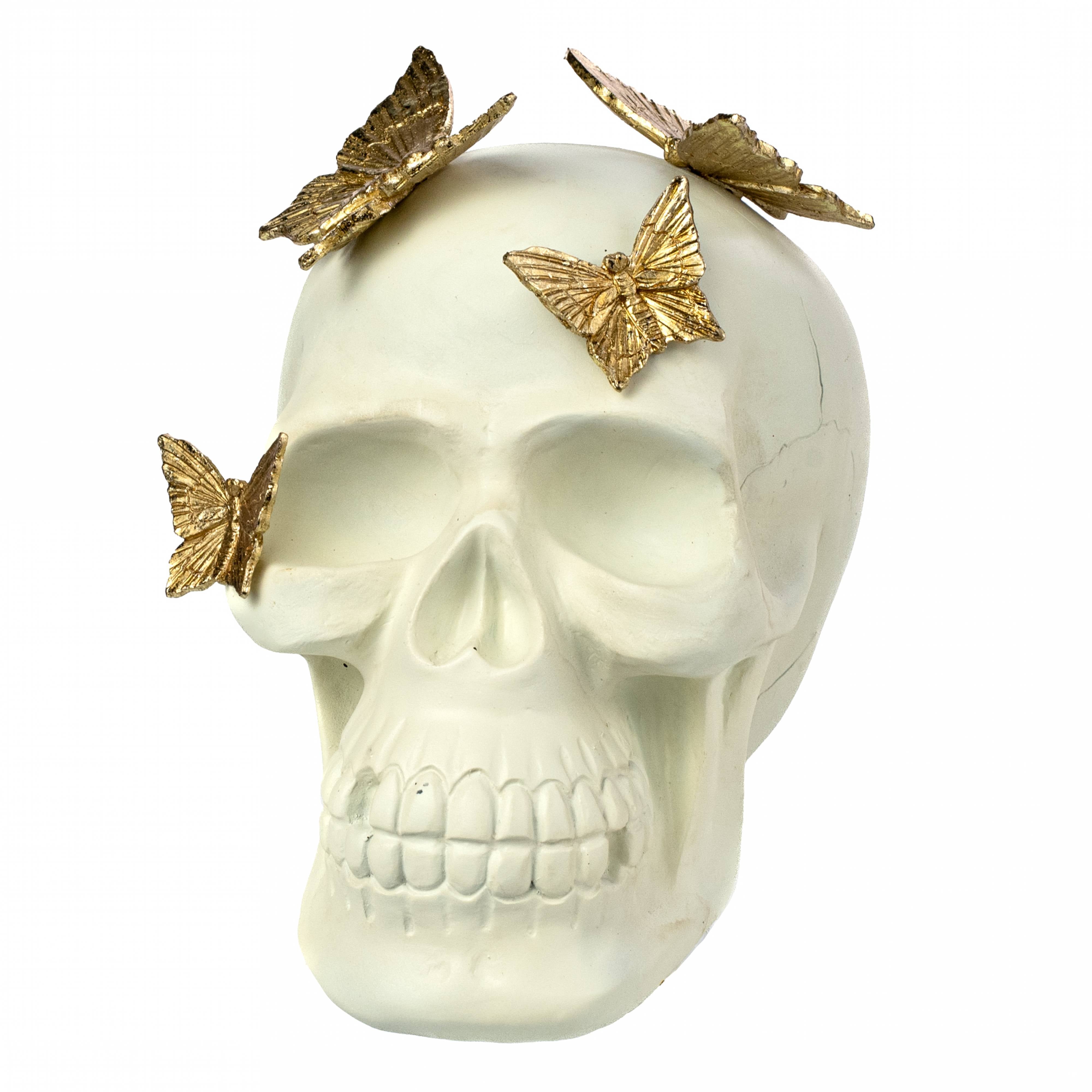 7.75" Skull with Butterflies Decor detail photo 3