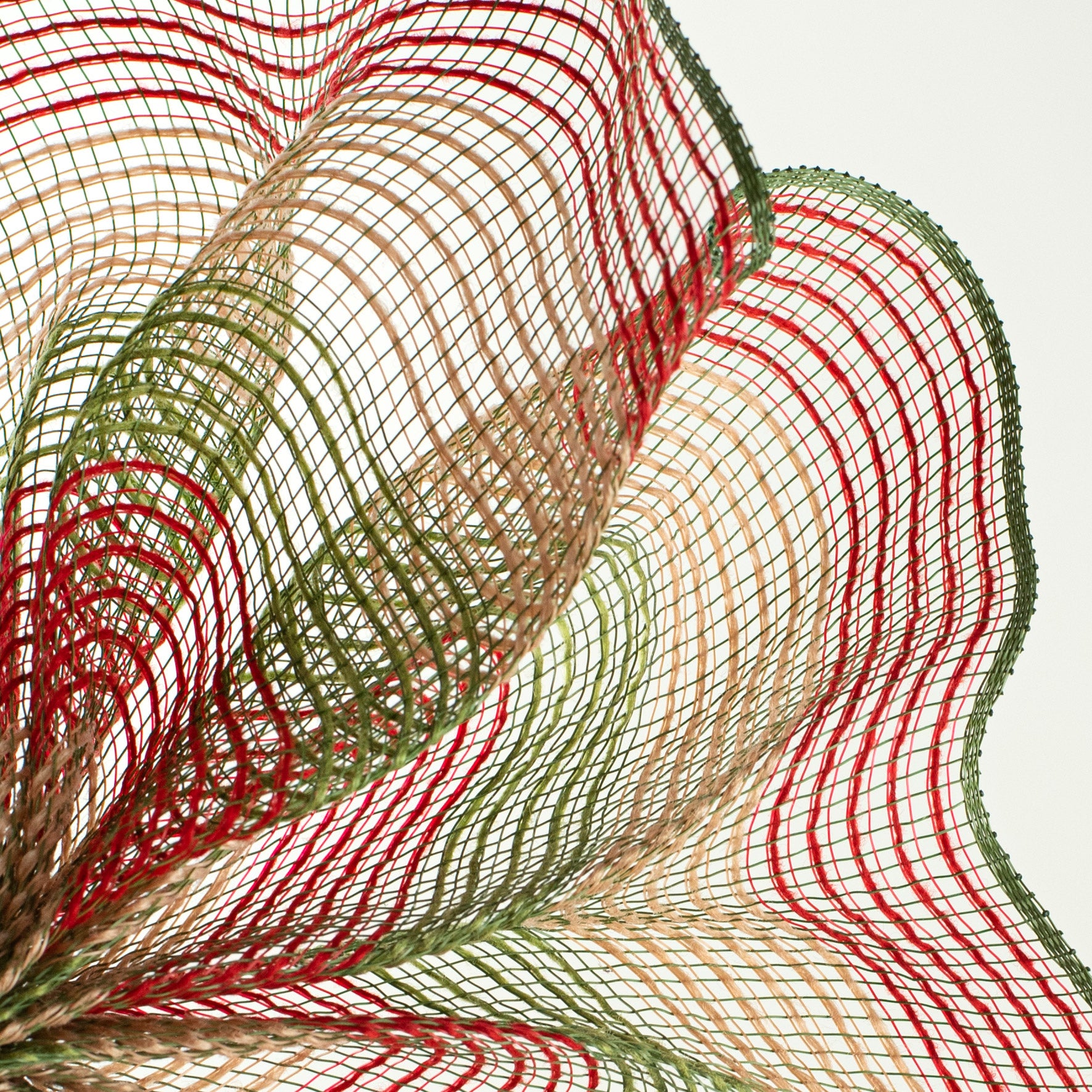 10" Small Stripe Fabric Mesh: Moss, Red, Natural Lifestyle Photo