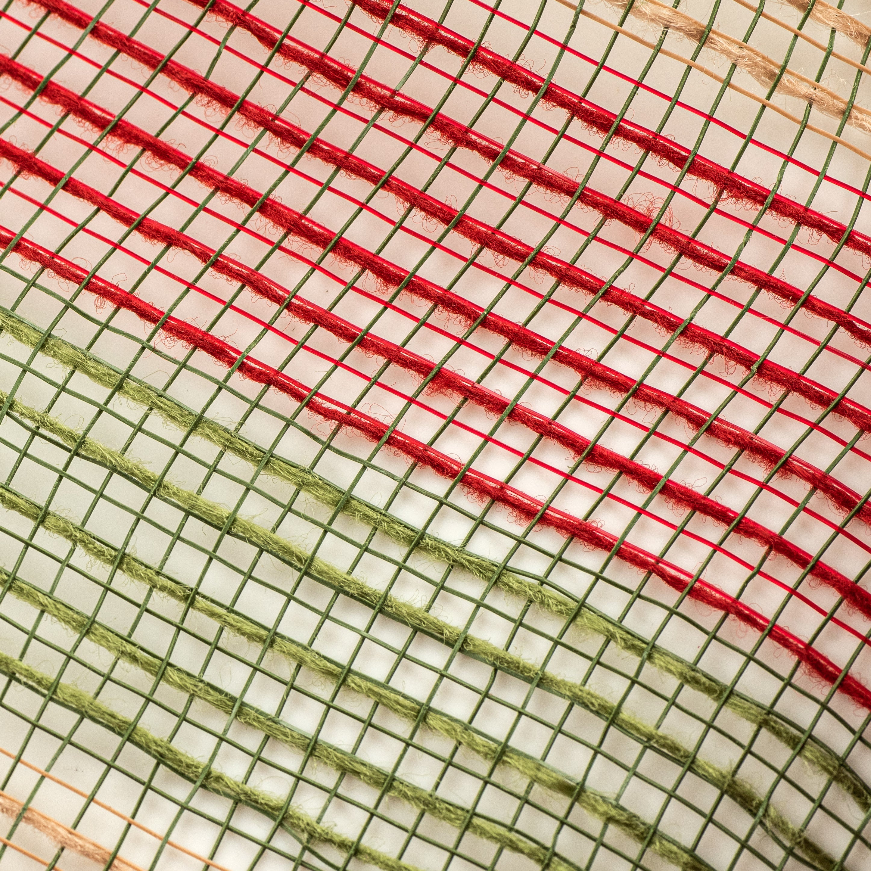 10" Small Stripe Fabric Mesh: Moss, Red, Natural detail photo 3