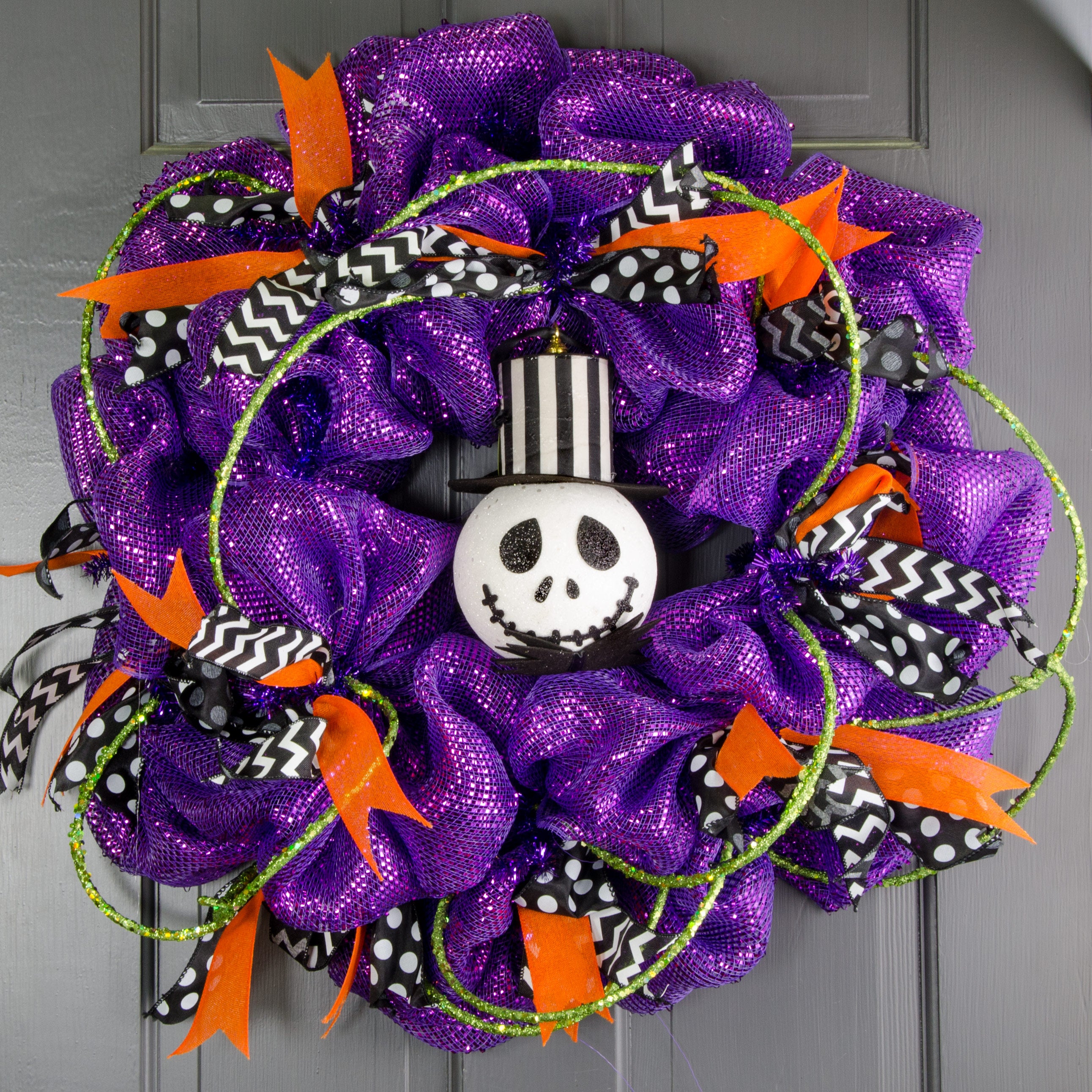 8" Smiling Jack Halloween Ornament: White & Black Lifestyle Photo
