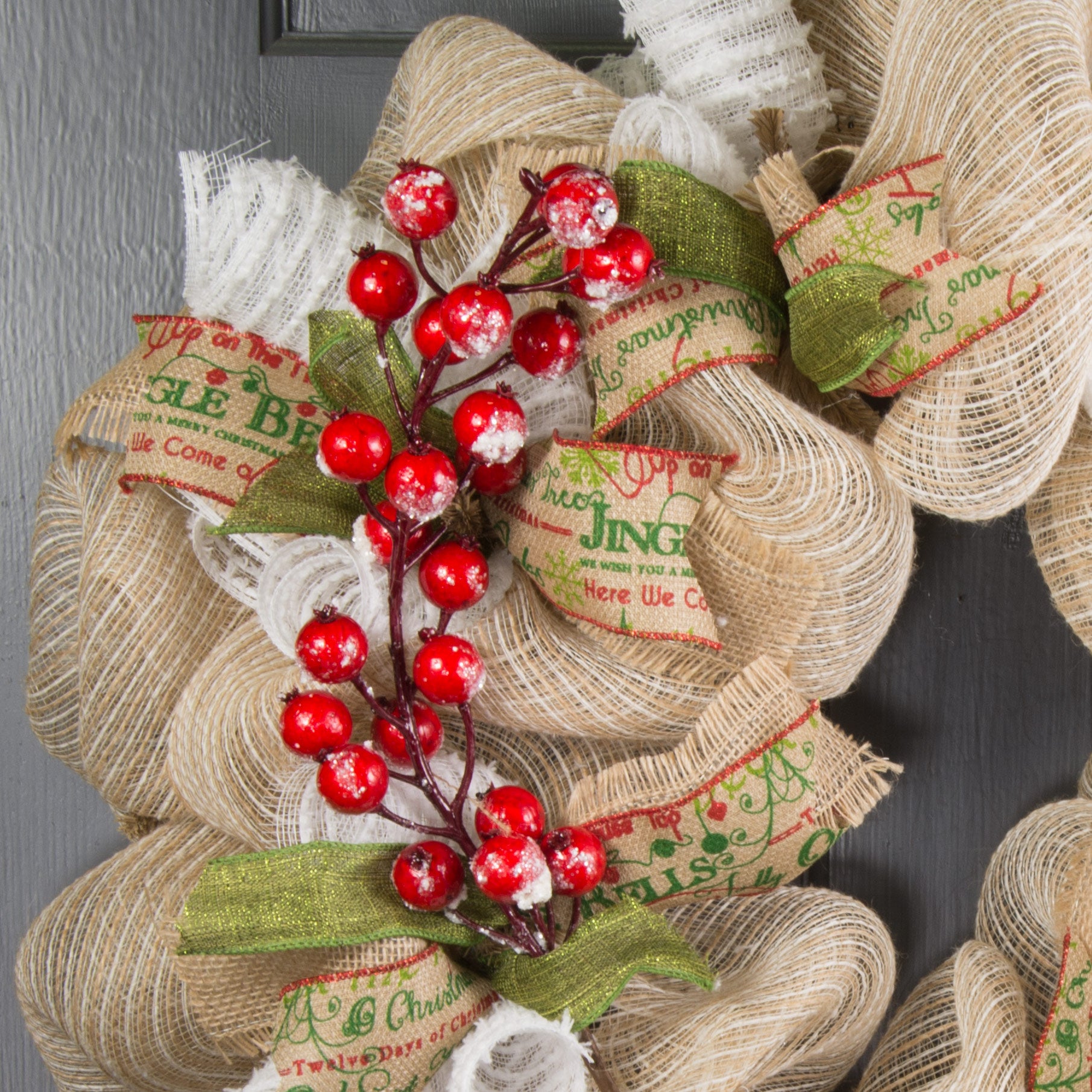28" Snow Covered Red Berry Spray Lifestyle Photo