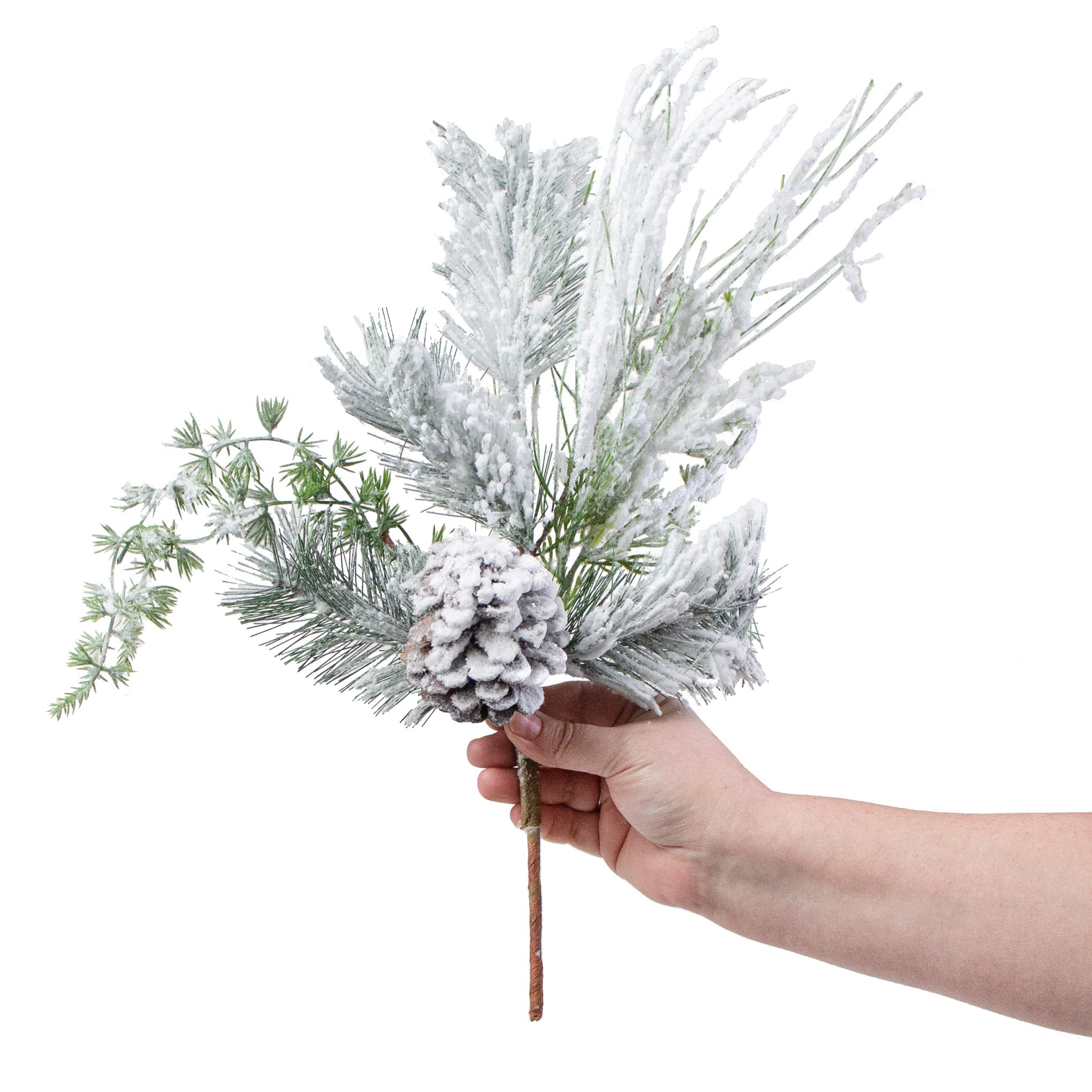 16" Snow Mix Pine With Pinecone Pick detail photo 3