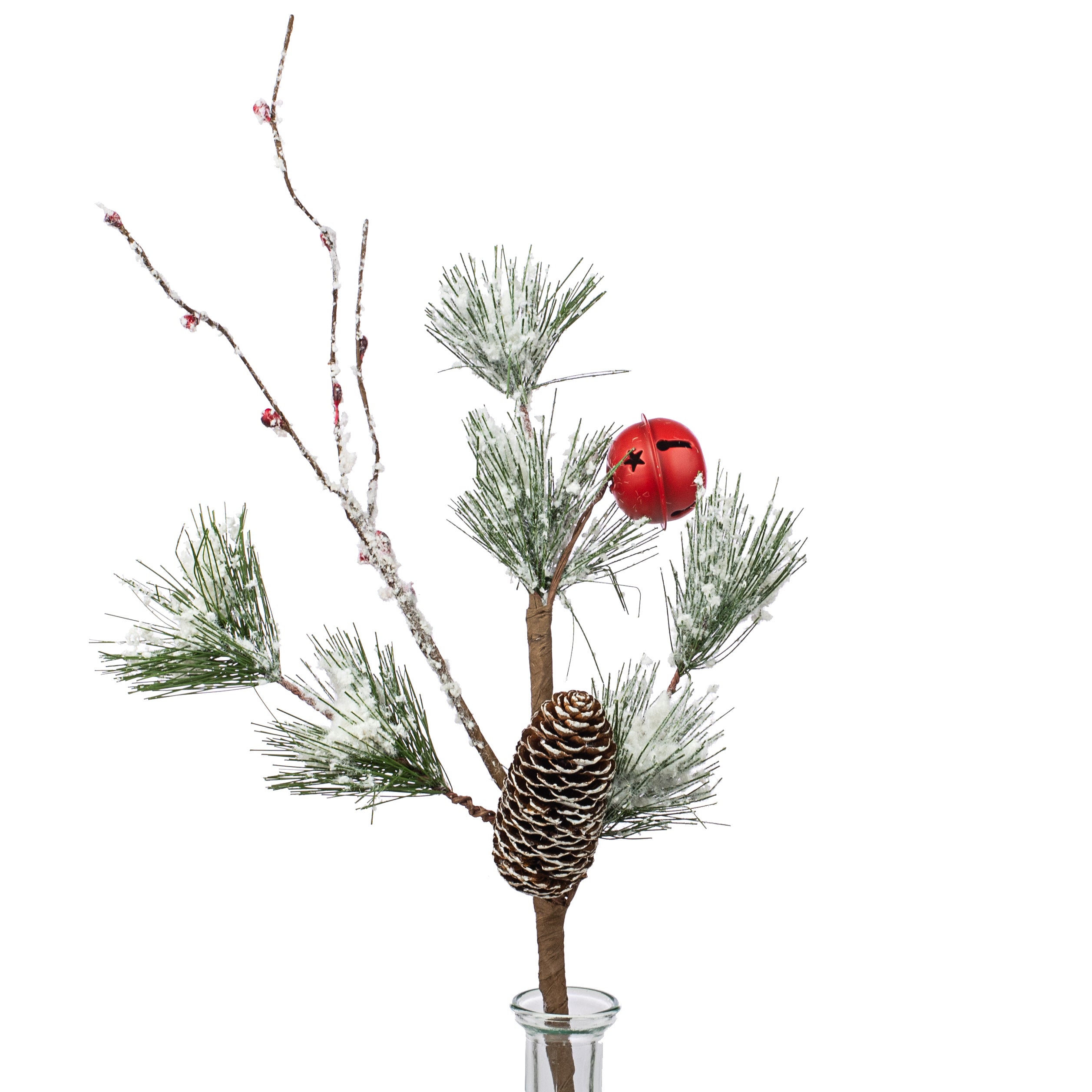 16" Snow Pine, Pinecone, & Red Bell Pick Item Number: 83613SP16