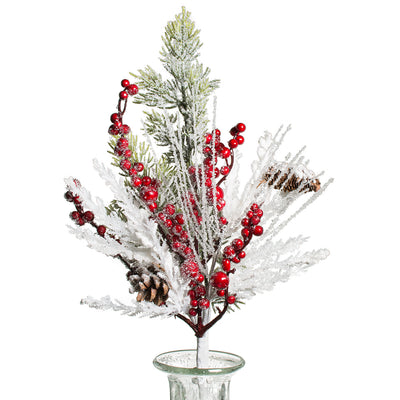 20" Snow Pinecone Berry Spray Item Number: XX1959