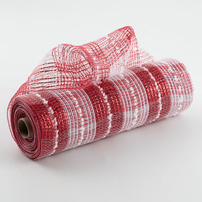 10" Snowball Check Plaid Deco Mesh: Red & White Item Number: XB101310-12
