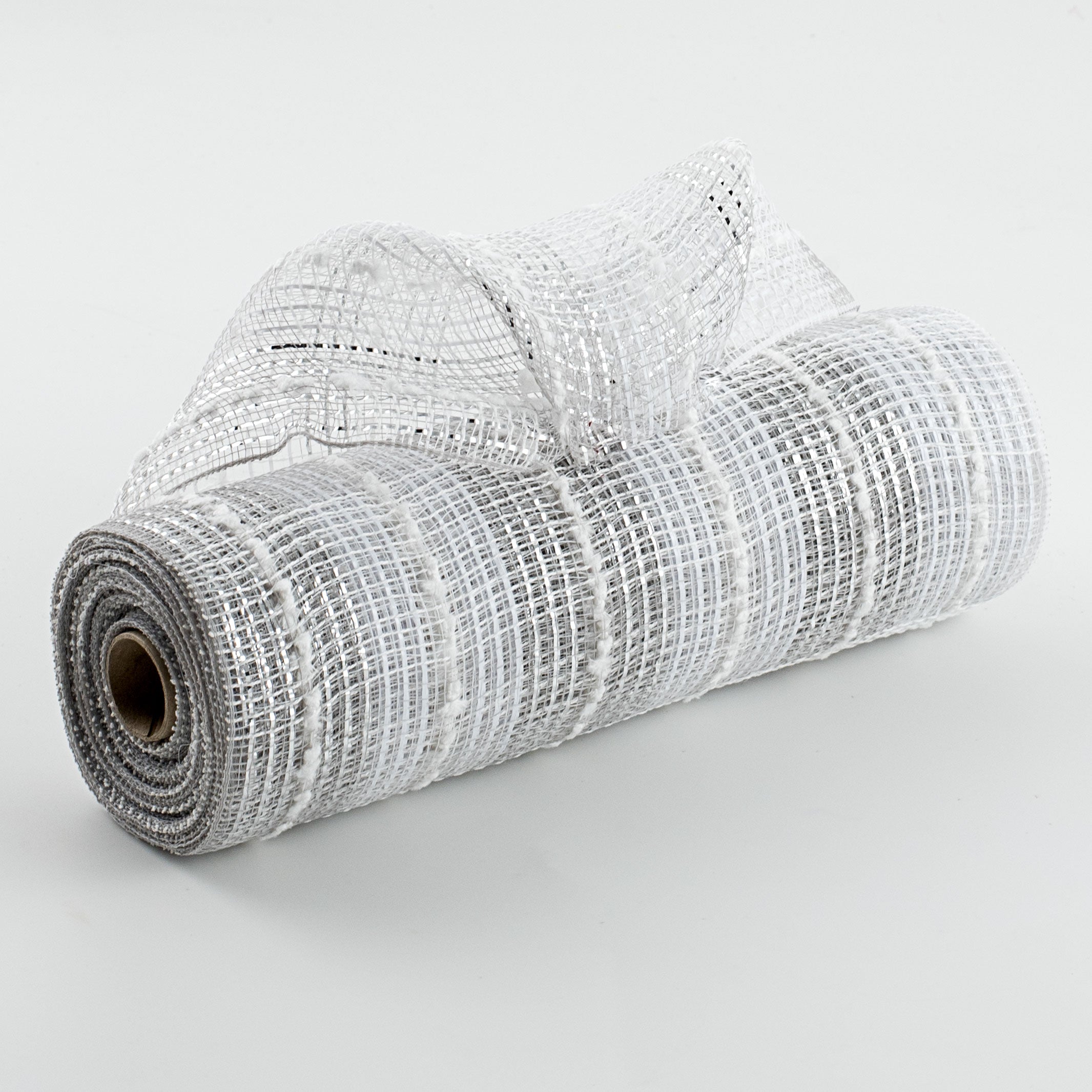 10" Snowball Check Plaid Deco Mesh: Silver & White Item Number: XB101310-16