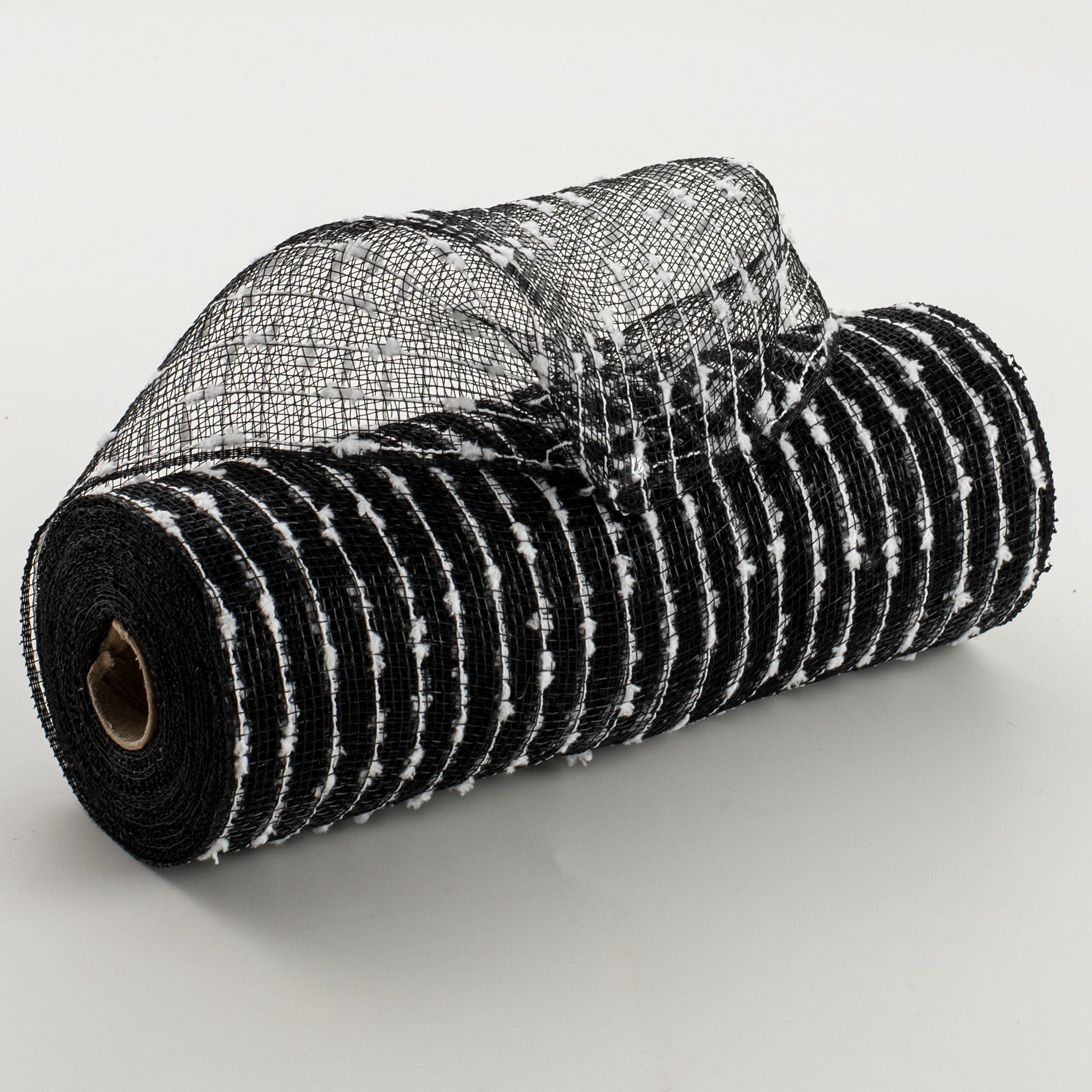 10" Snowball Deco Mesh: Black & White (10 Yards) Item Number: RY820262