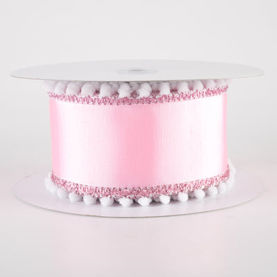2.5" Snowball Edge Ribbed Satin Ribbon: Pink (10 Yards) Item Number: 42421-40-03