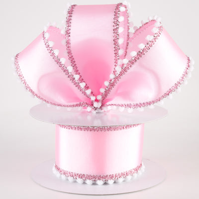 2.5" Snowball Edge Ribbed Satin Ribbon: Pink (10 Yards) Lifestyle Photo