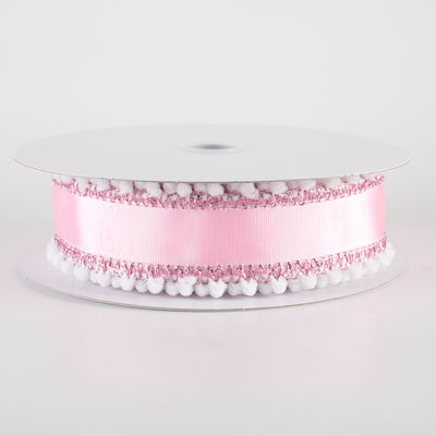 1.5" Snowball Edge Ribbed Satin Ribbon: Pink (10 Yards)