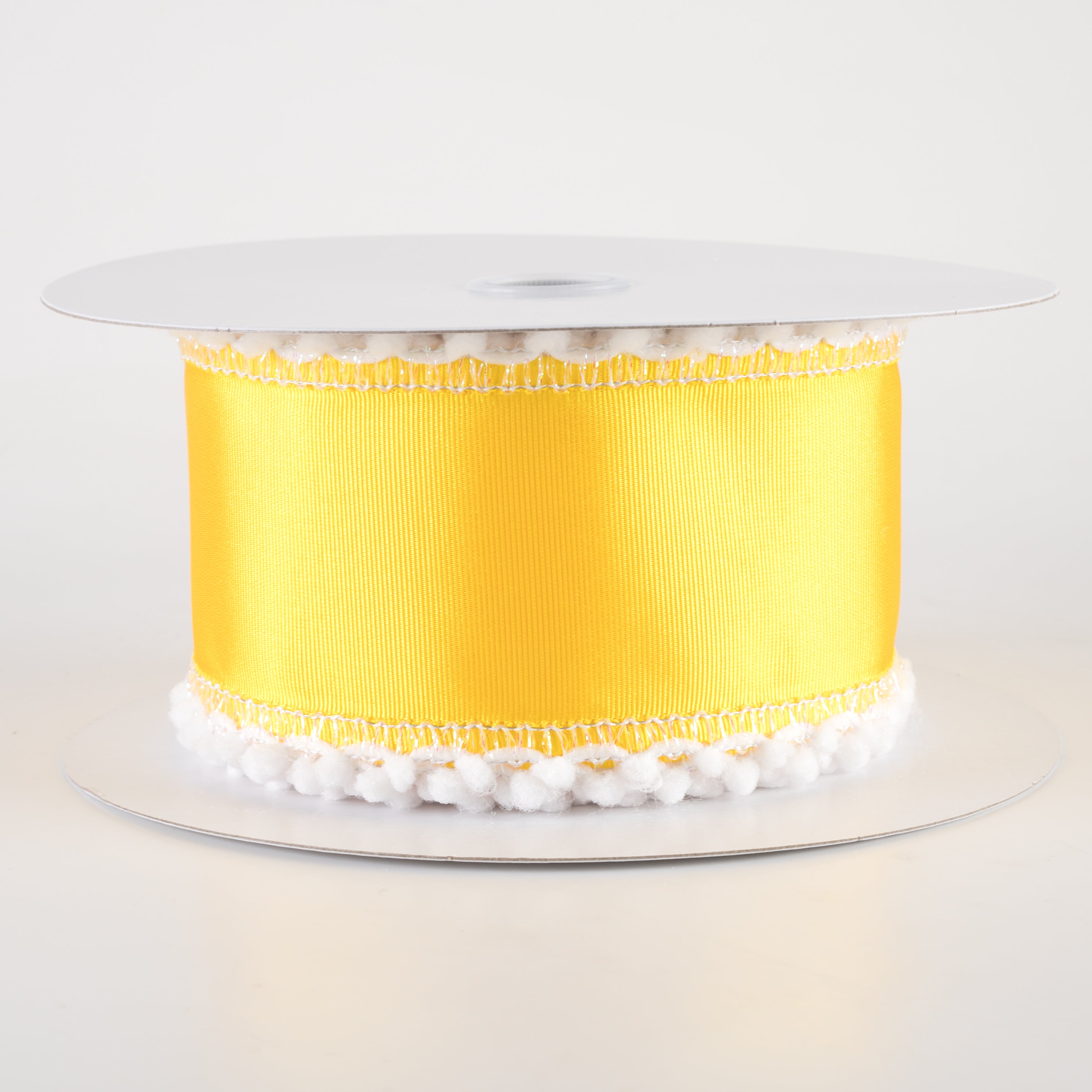 2.5" Snowball Edge Ribbed Satin Ribbon: Yellow (10 Yards) Item Number: 42421-40-22