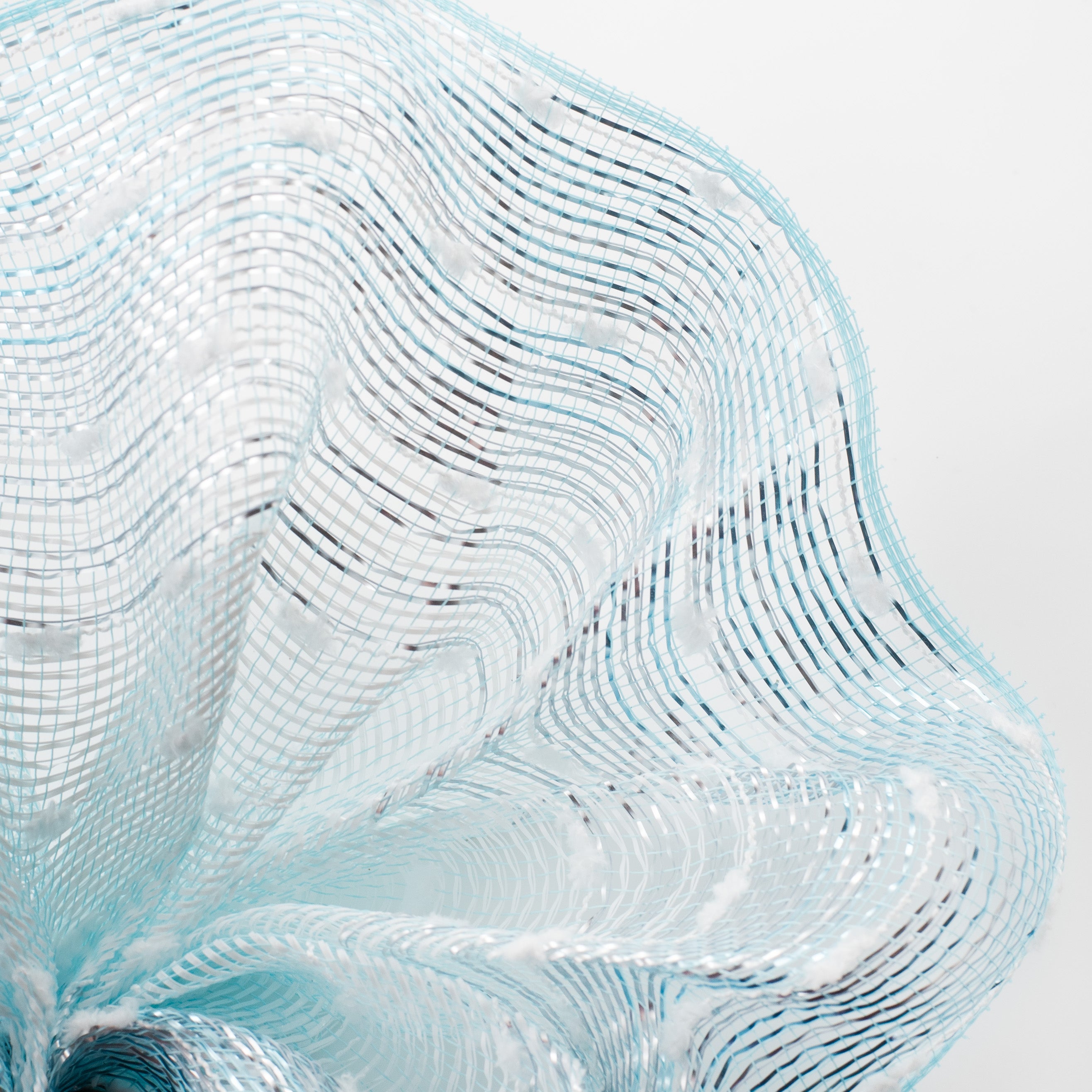 10" Snowball Matte Ombré Mesh: White, Silver, Ice Blue Lifestyle Photo