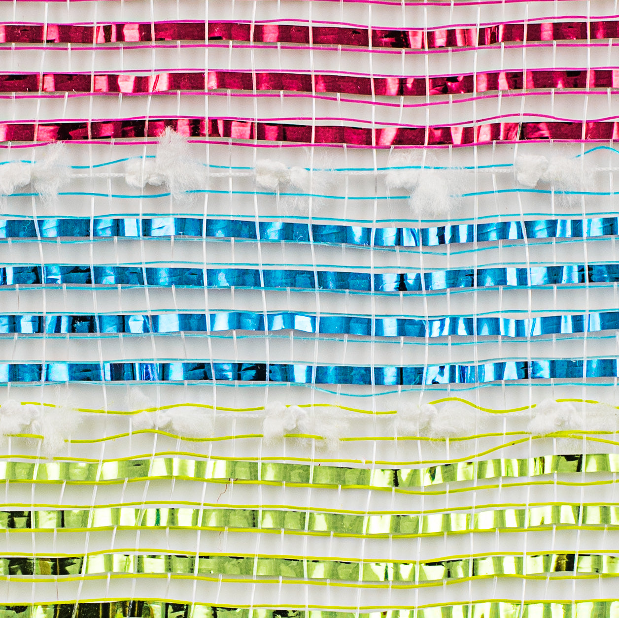 10" Snowball Metallic Stripe Mesh: Turquoise, Fuchsia, Lime detail photo 3