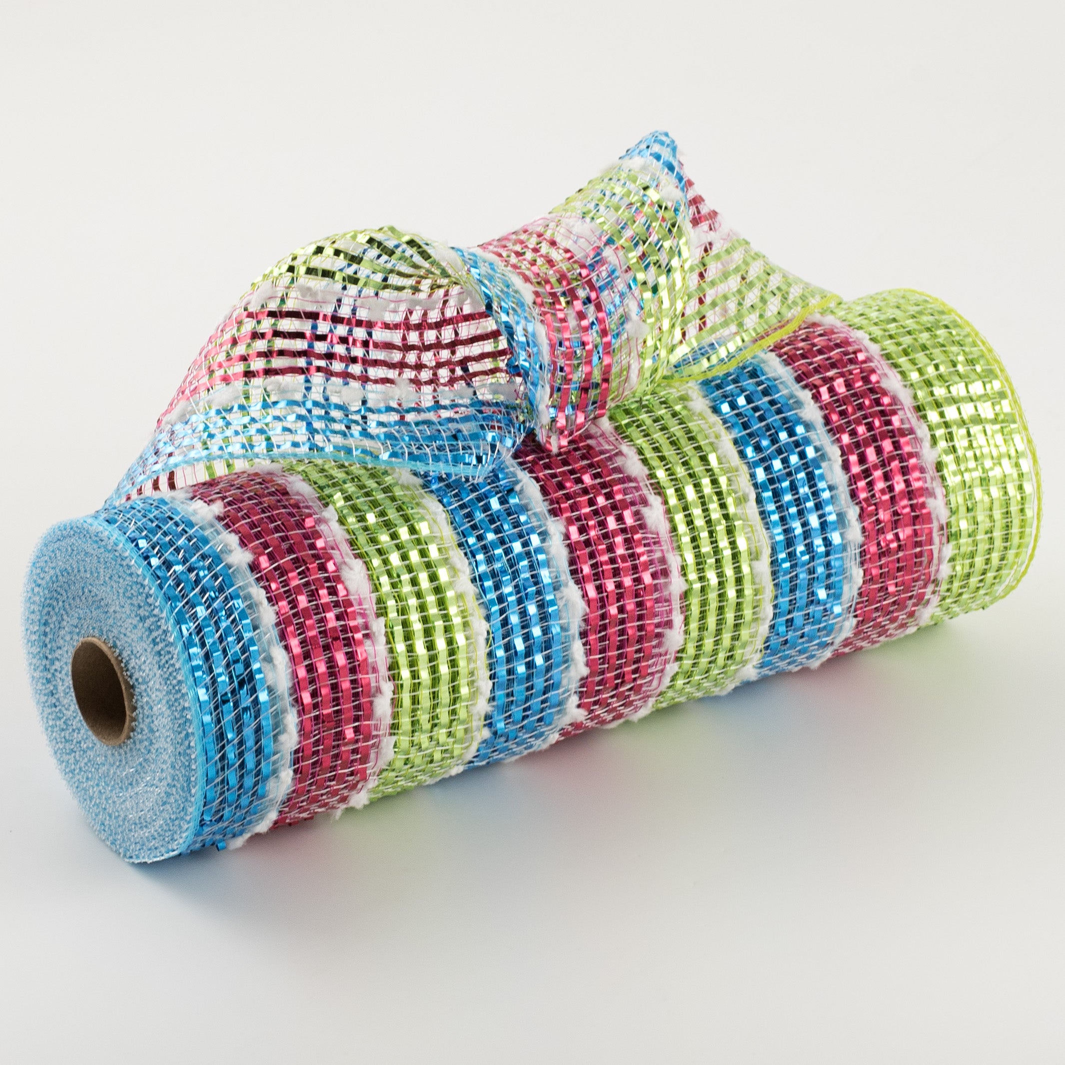 10" Snowball Metallic Stripe Mesh: Turquoise, Fuchsia, Lime Item Number: XB236210-28