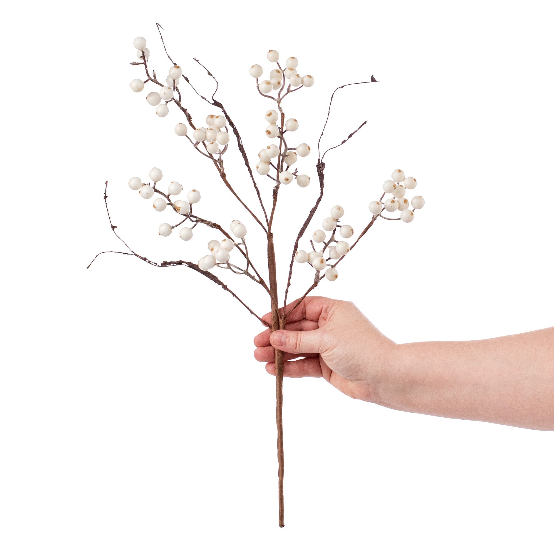 19" Snowberries Wispy Twig Spray: White detail photo 3