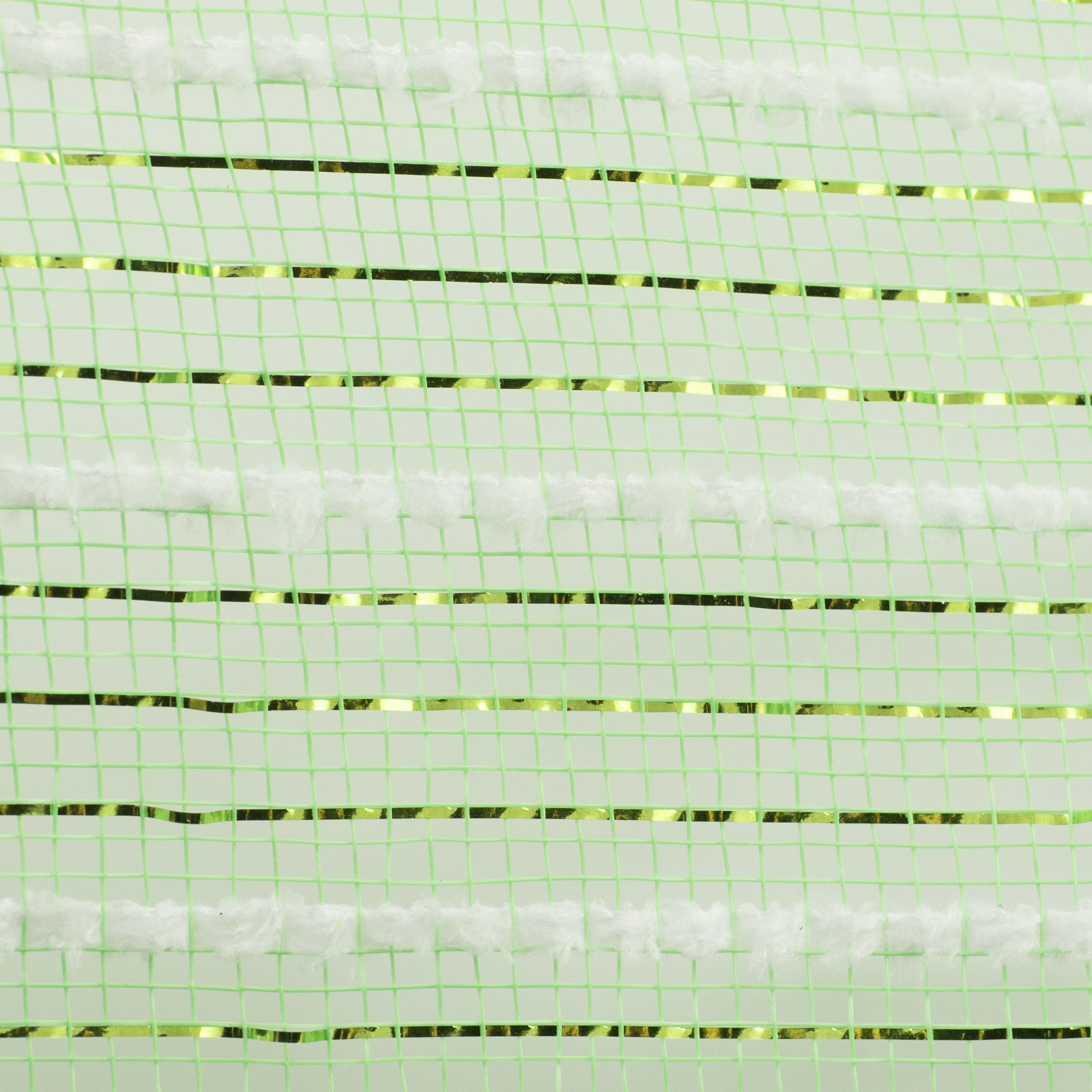 10" Snowdrift Deco Mesh: Lime Green Foil & White detail photo 3