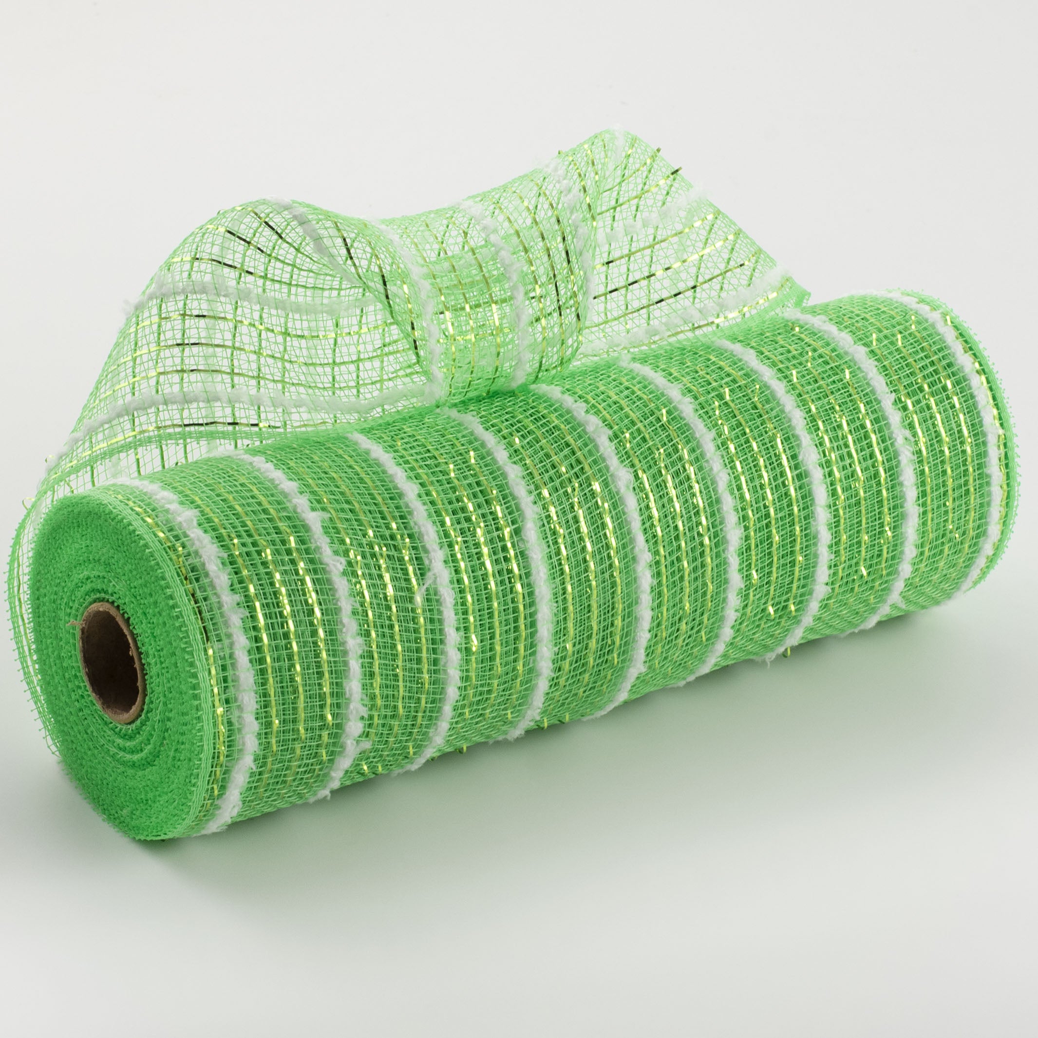 10" Snowdrift Deco Mesh: Lime Green Foil & White Item Number: RY810066