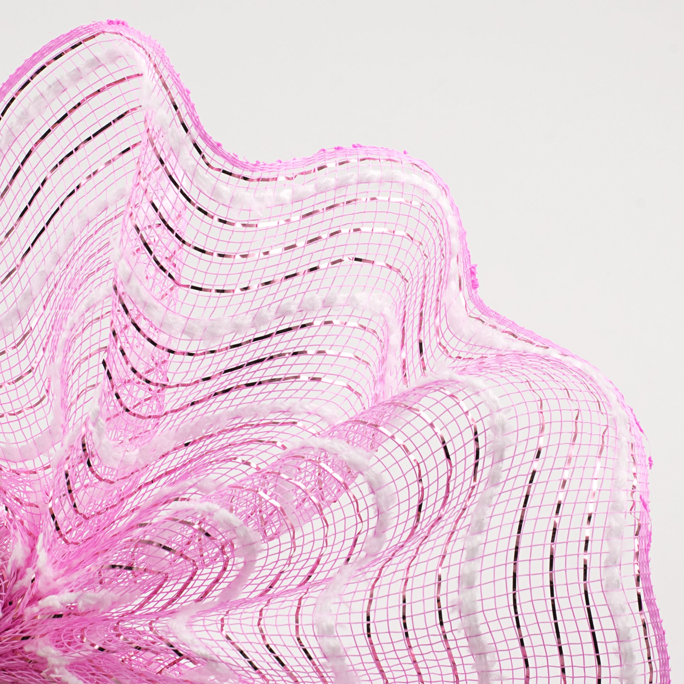 10" Snowdrift Deco Mesh: Pink Foil & White Lifestyle Photo