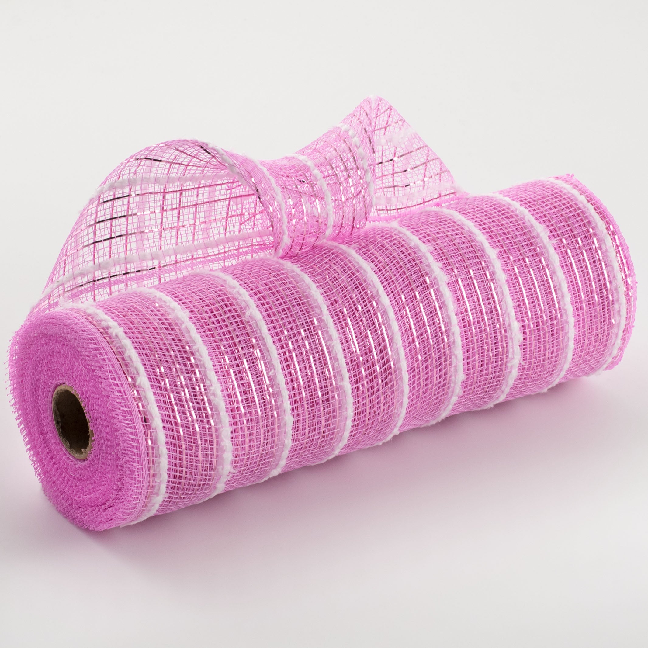10" Snowdrift Deco Mesh: Pink Foil & White Item Number: RY810063