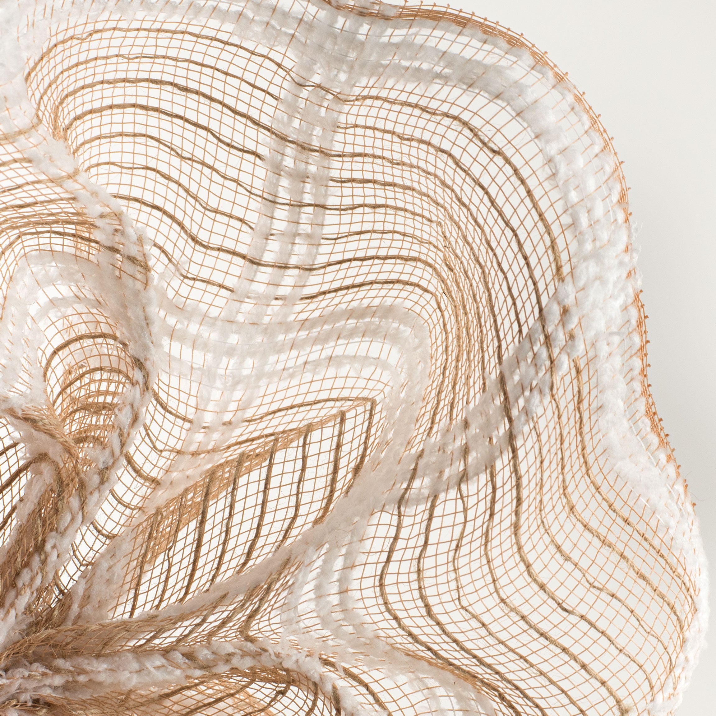 10" Snowdrift Jute Check Deco Mesh: Natural & White Lifestyle Photo