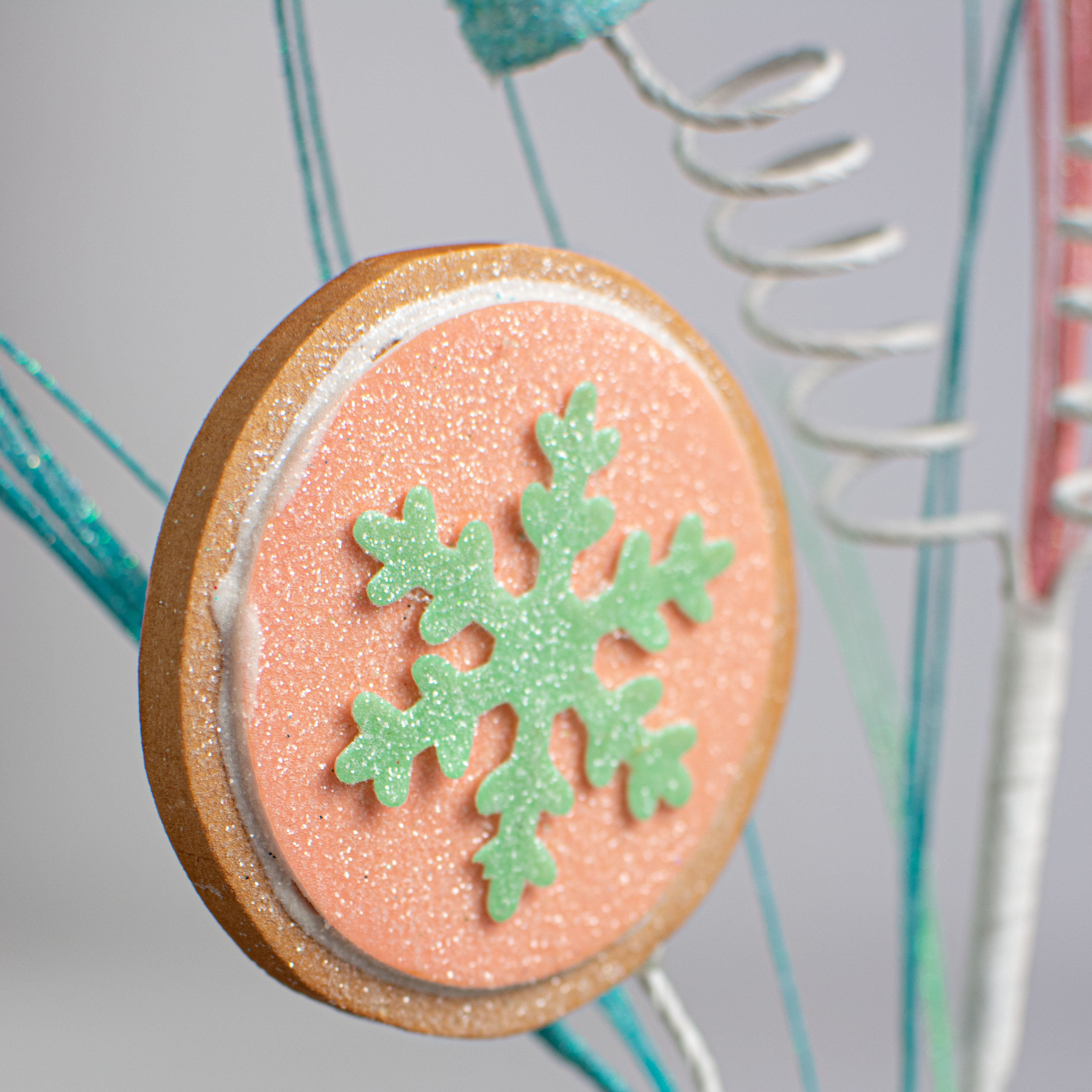 30" Snowflake Cookie Gumdrop Spray: Mint & Pink Lifestyle Photo