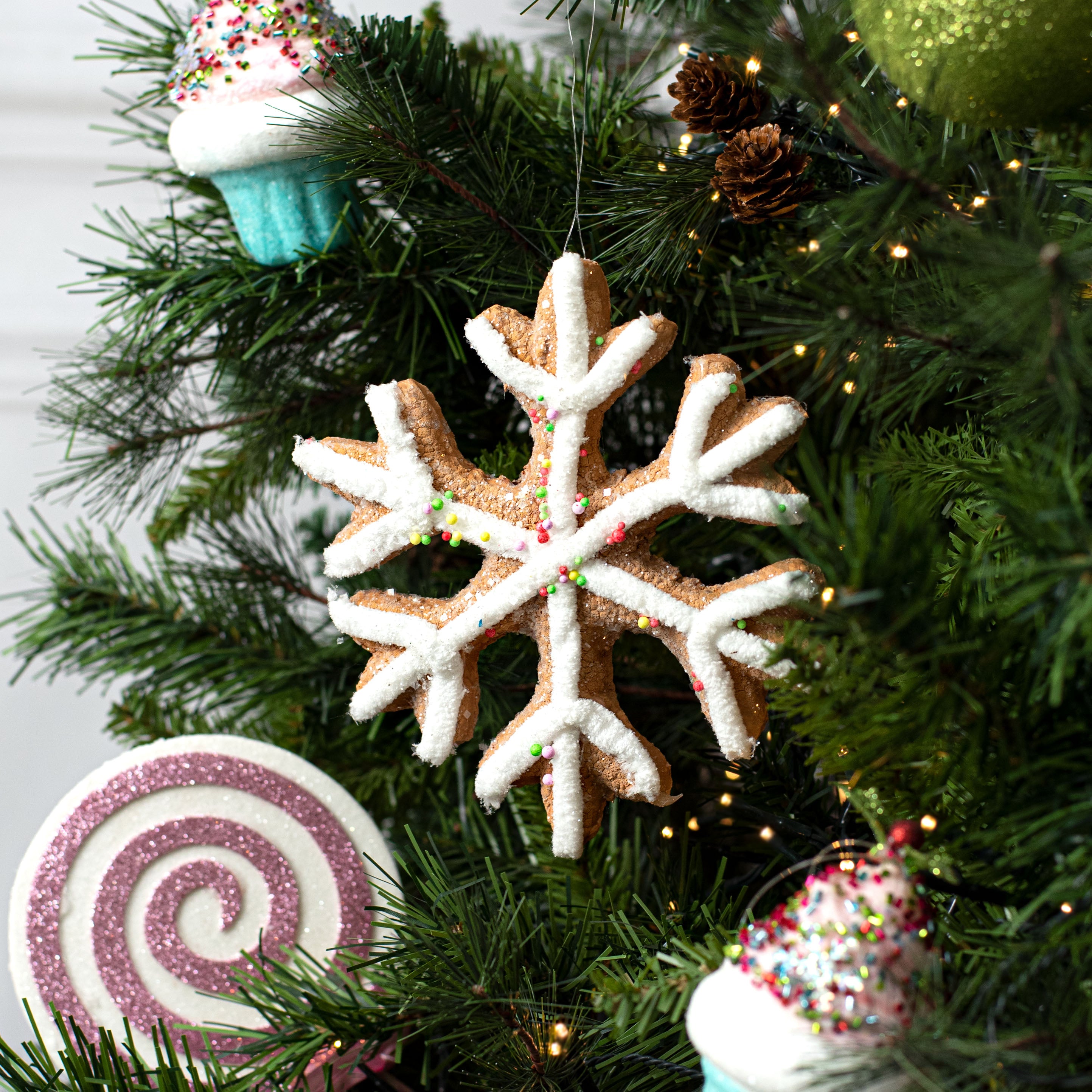 7" Snowflake Cookie Ornament: White detail photo 3