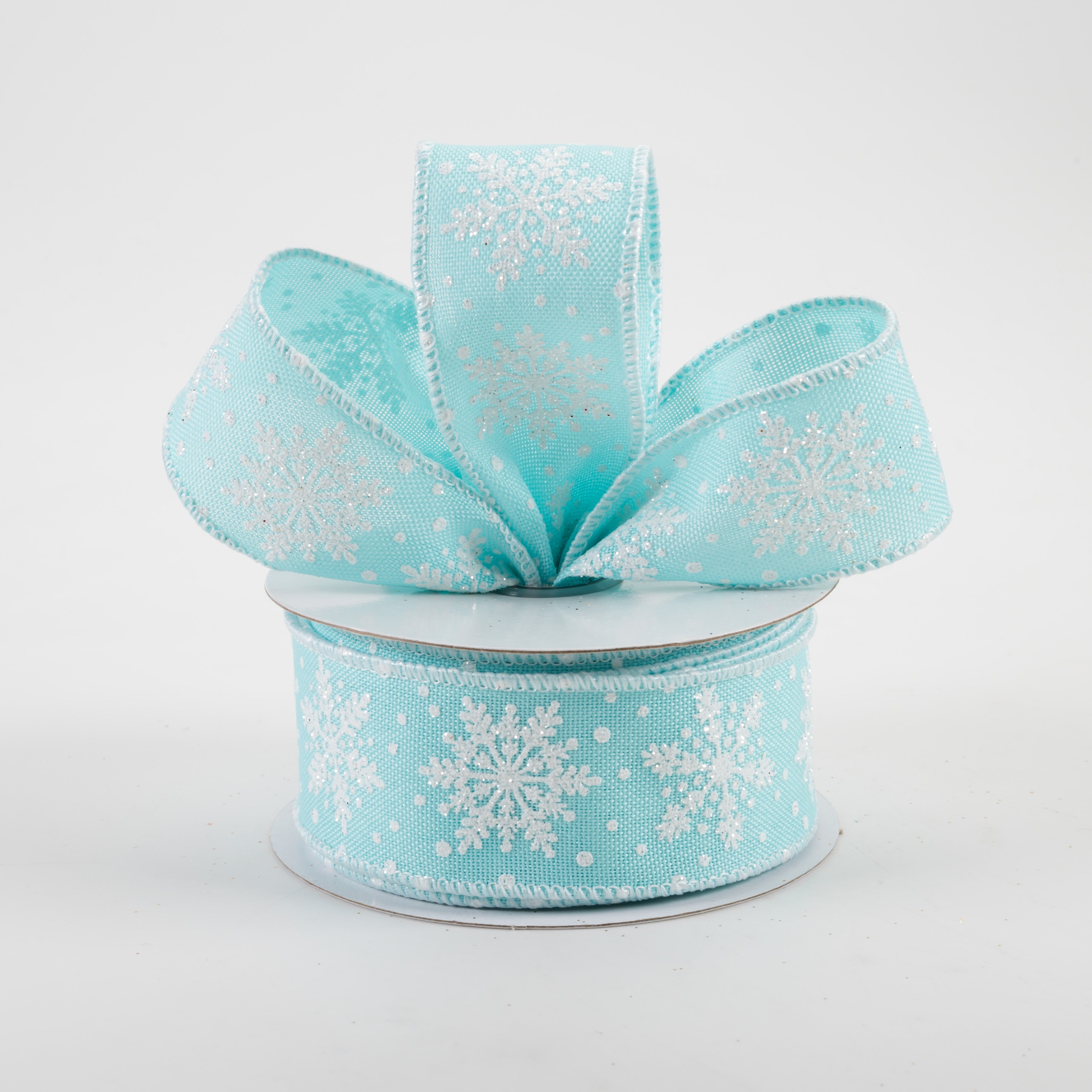 1.5" Snowflakes Ribbon: Ice Blue & White (10 Yards) Lifestyle Photo