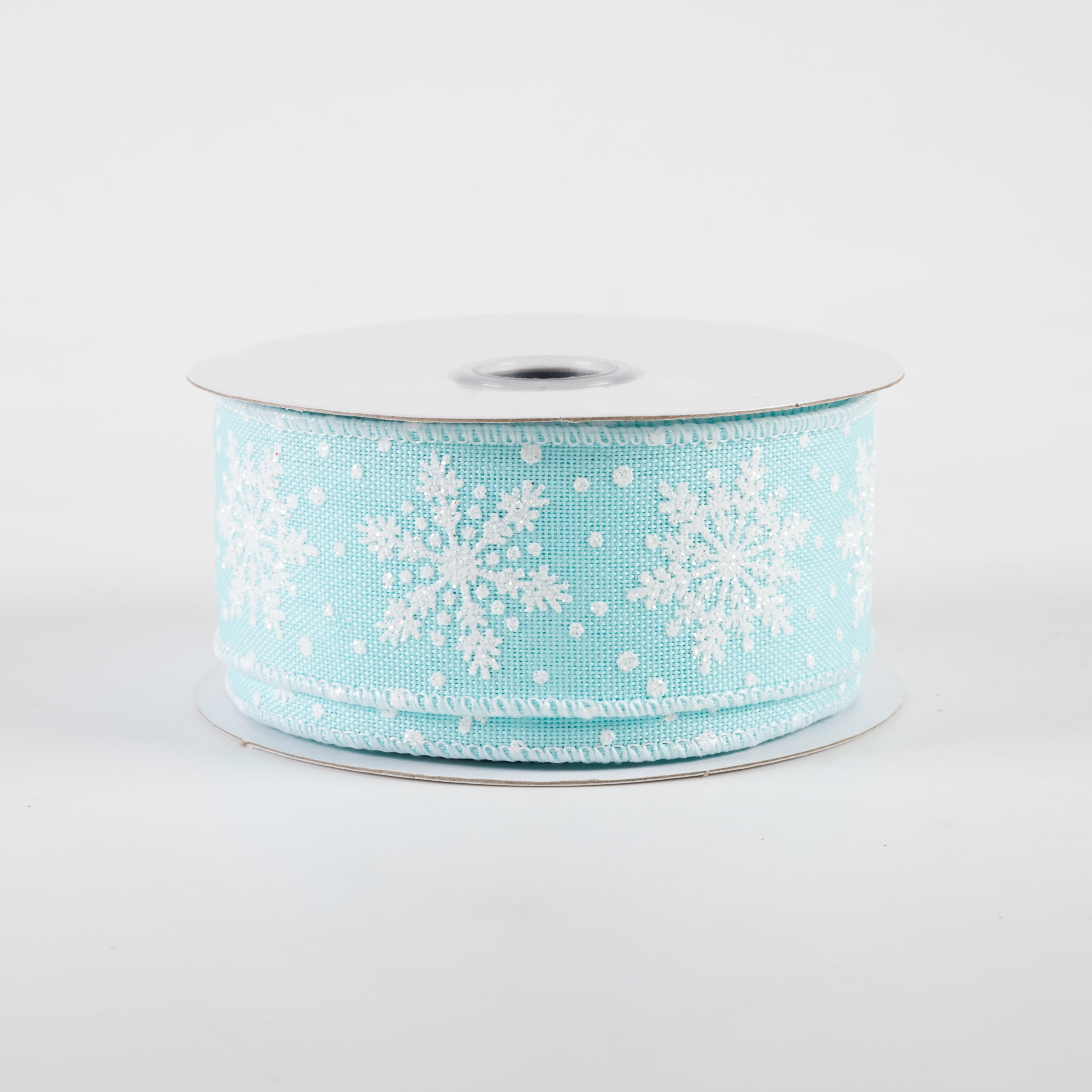 1.5" Snowflakes Ribbon: Ice Blue & White (10 Yards)