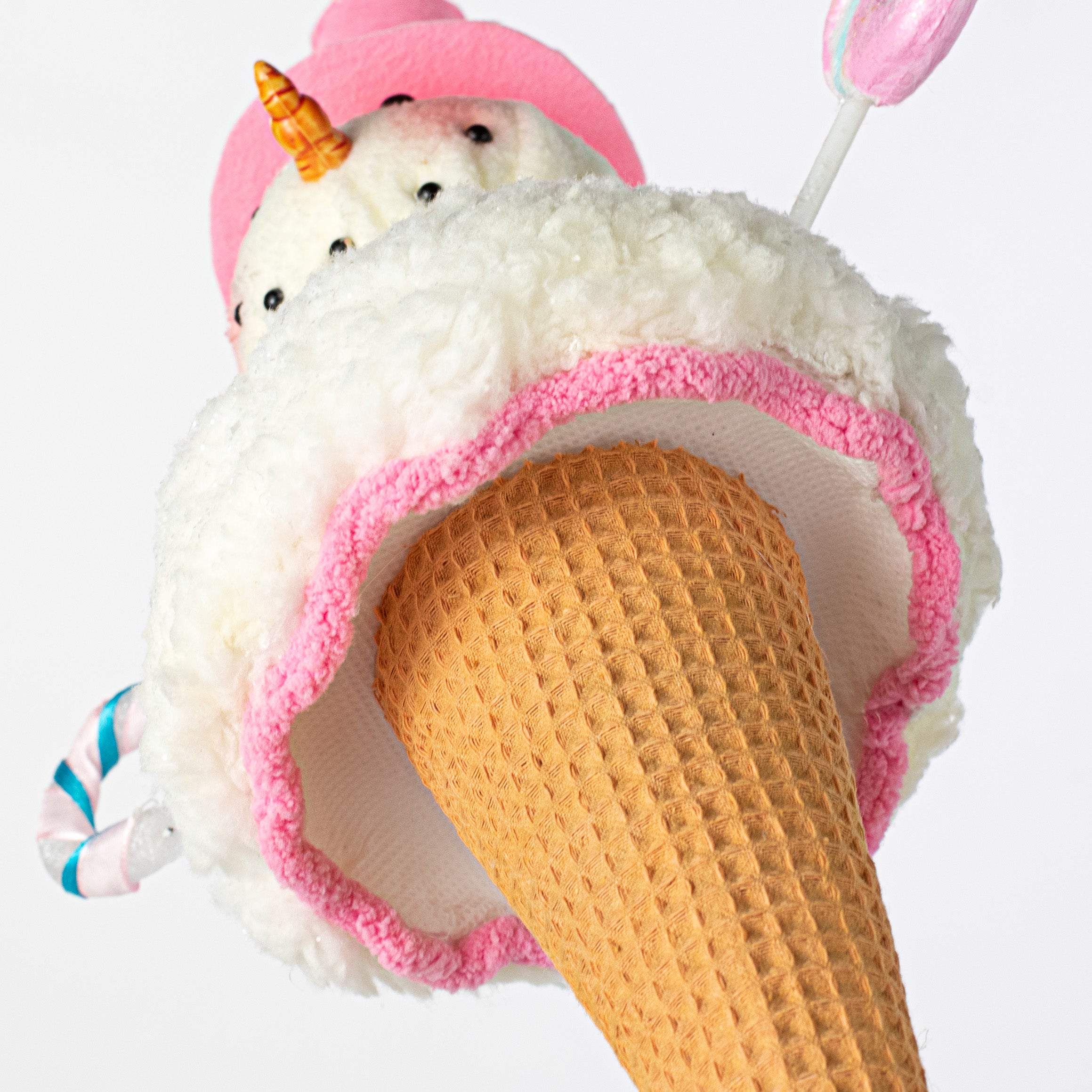 14" Snowman & Candy Ice Cream Ornament: Pink & Blue detail photo 4