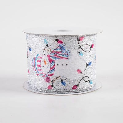 2.5" Snowman Christmas Lights Metallic Edge Ribbon (10 Yards)