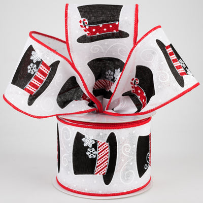 2.5" Snowman Hats Ribbon: White (10 Yards) Lifestyle Photo