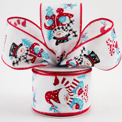 2.5" Snowman on Diagonal Weave Ribbon: Red & Blue (10 Yards) Lifestyle Photo