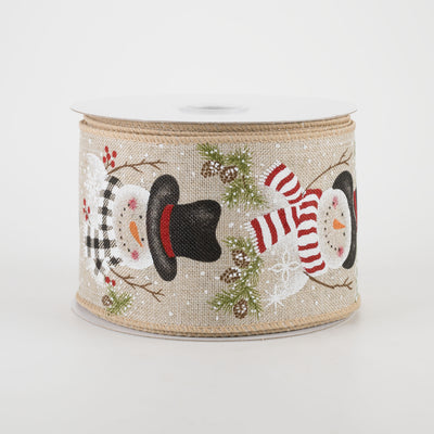 2.5" Snowman With Scarf & Pine Ribbon: Beige (10 Yards)