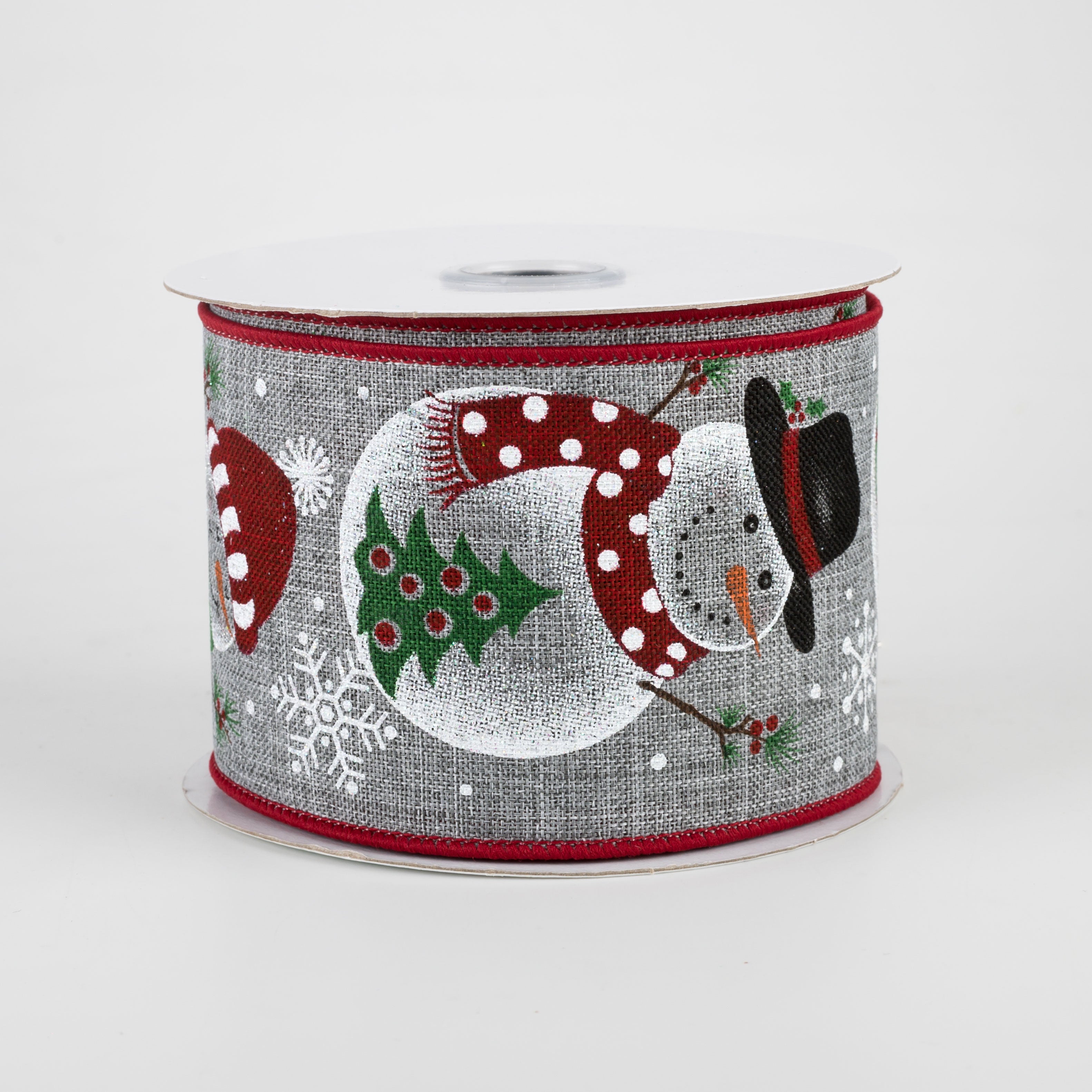 2.5" Snowman, Stocking, Tree Ribbon: Grey (10 Yards)