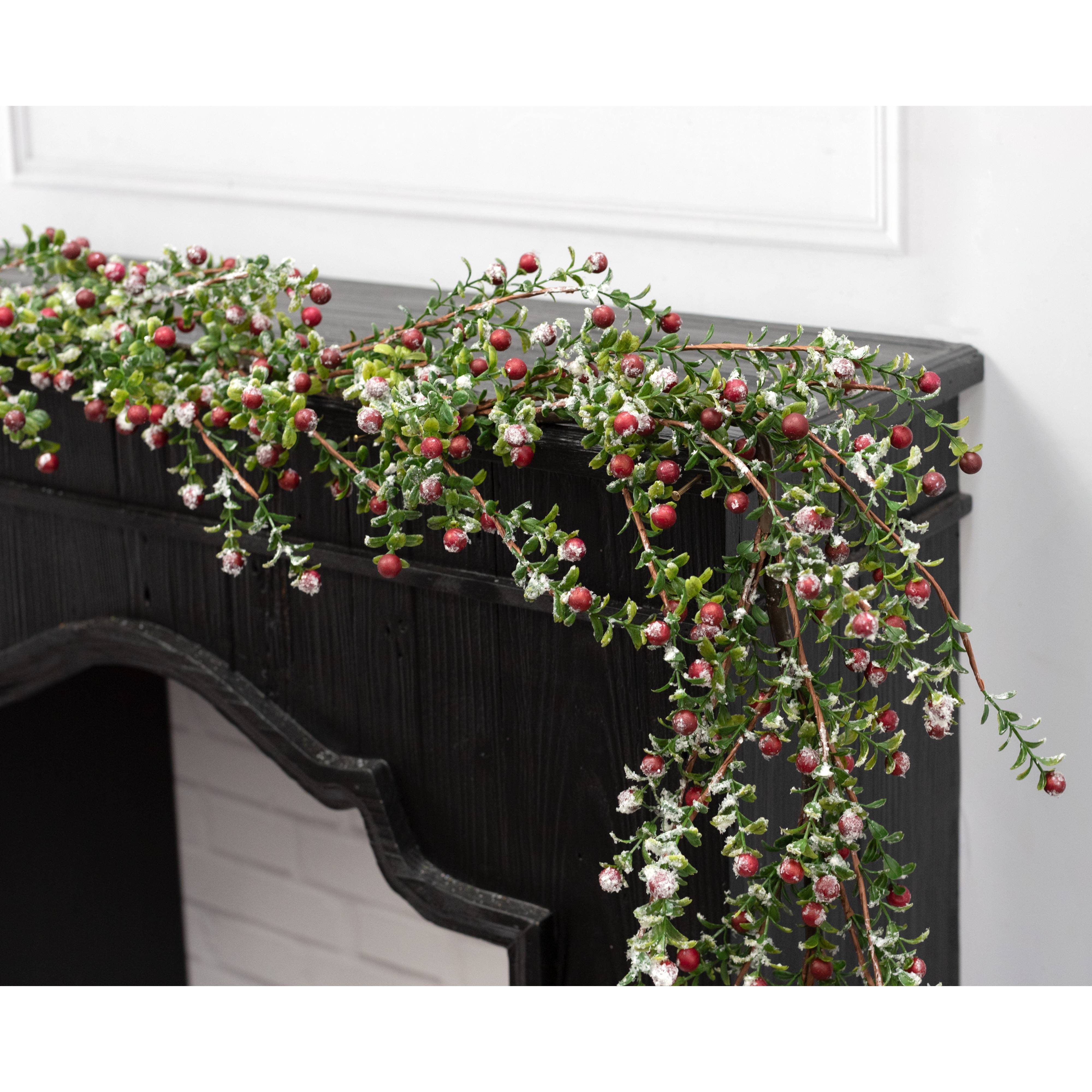 6' Snowy Berry Mini Leaf Garland Lifestyle Photo