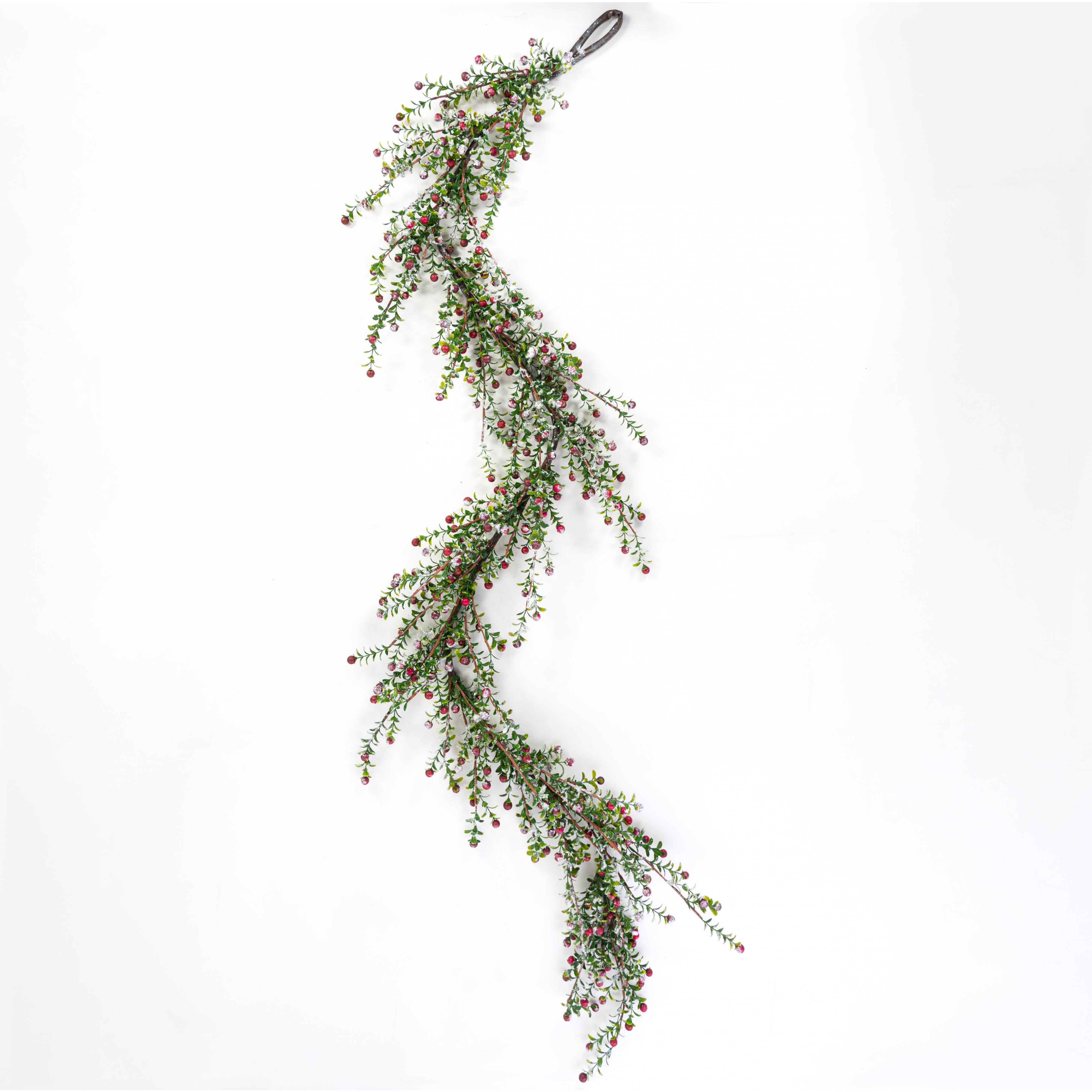 6' Snowy Berry Mini Leaf Garland detail photo 3