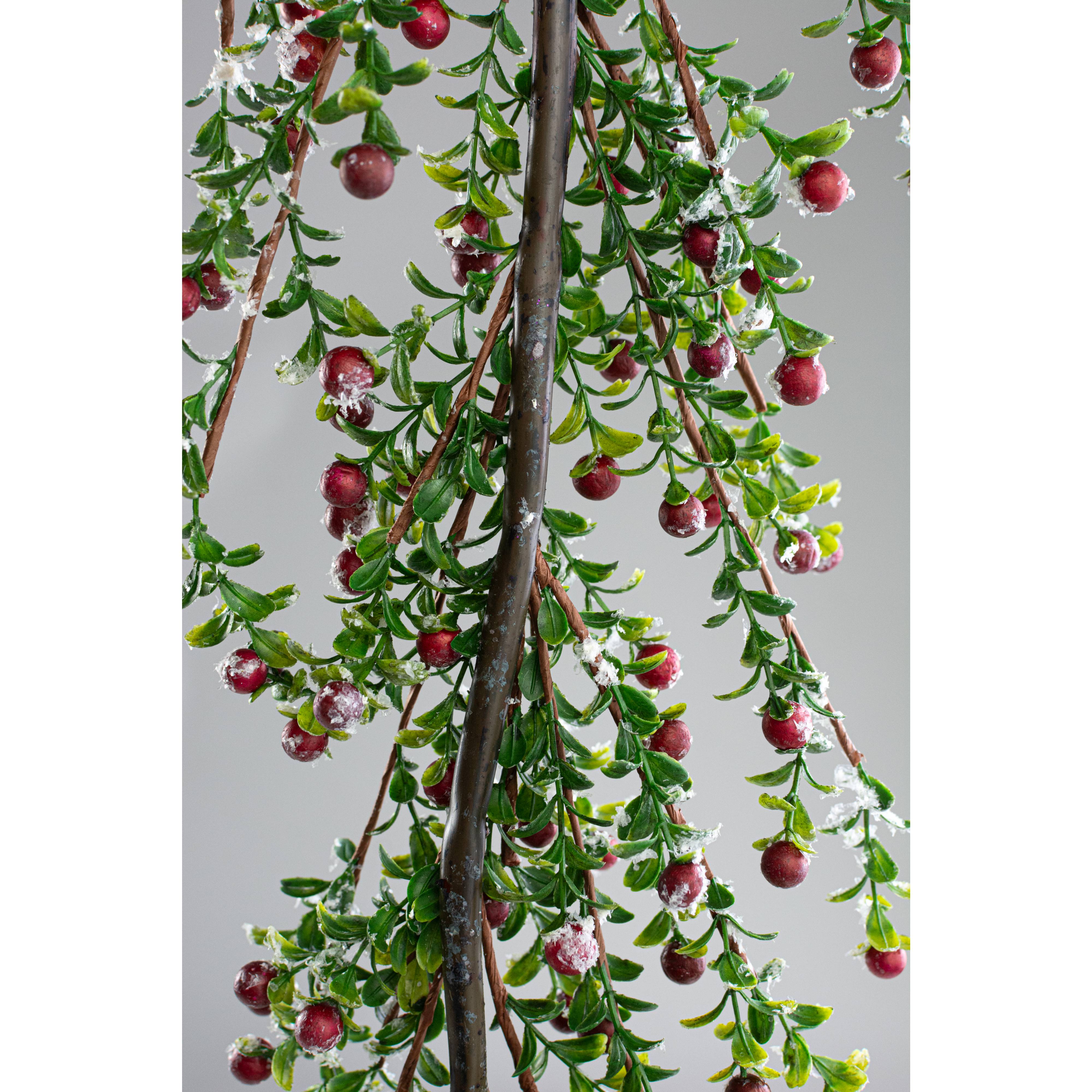 6' Snowy Berry Mini Leaf Garland detail photo 5