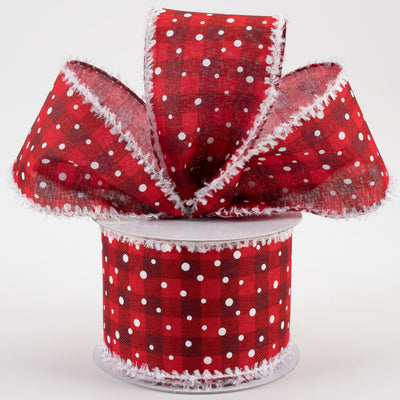 2.5" Snowy Cabin Plaid Ribbon with Fuzzy Edge: Reds (10 Yards) Lifestyle Photo