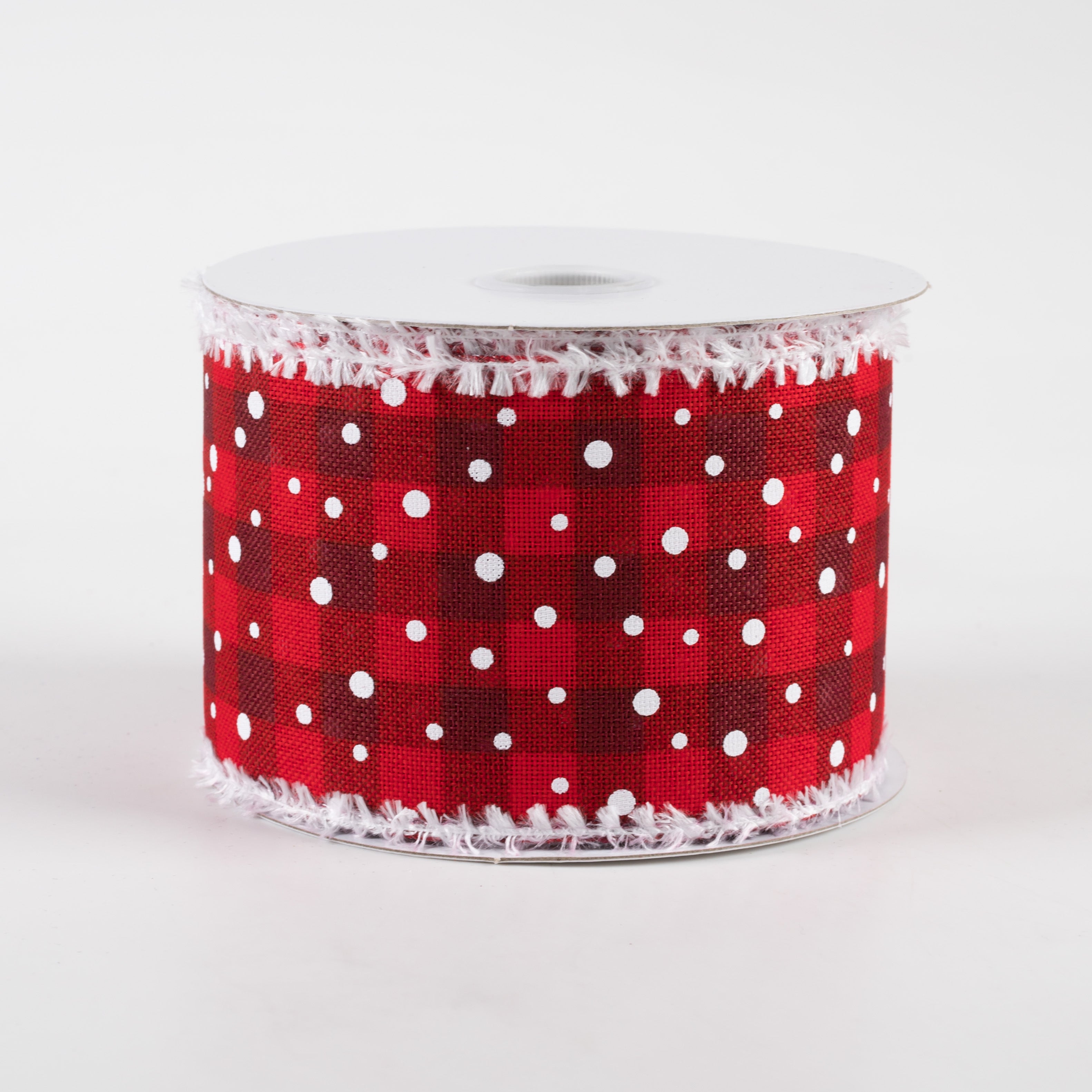 2.5" Snowy Cabin Plaid Ribbon with Fuzzy Edge: Reds (10 Yards) Item Number: 72249-40-13