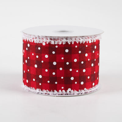 2.5" Snowy Cabin Plaid Ribbon with Fuzzy Edge: Reds (10 Yards) Item Number: 72249-40-13