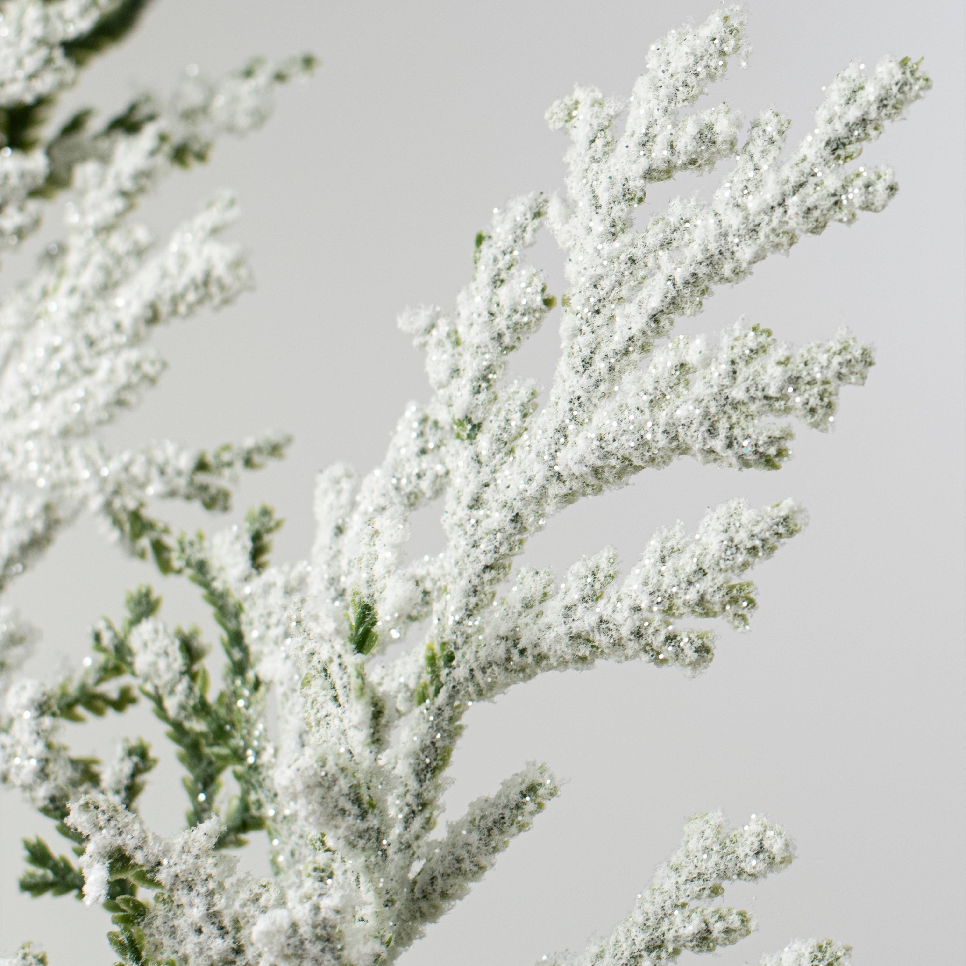 21" Snowy Flocked Cedar Spray detail photo 4