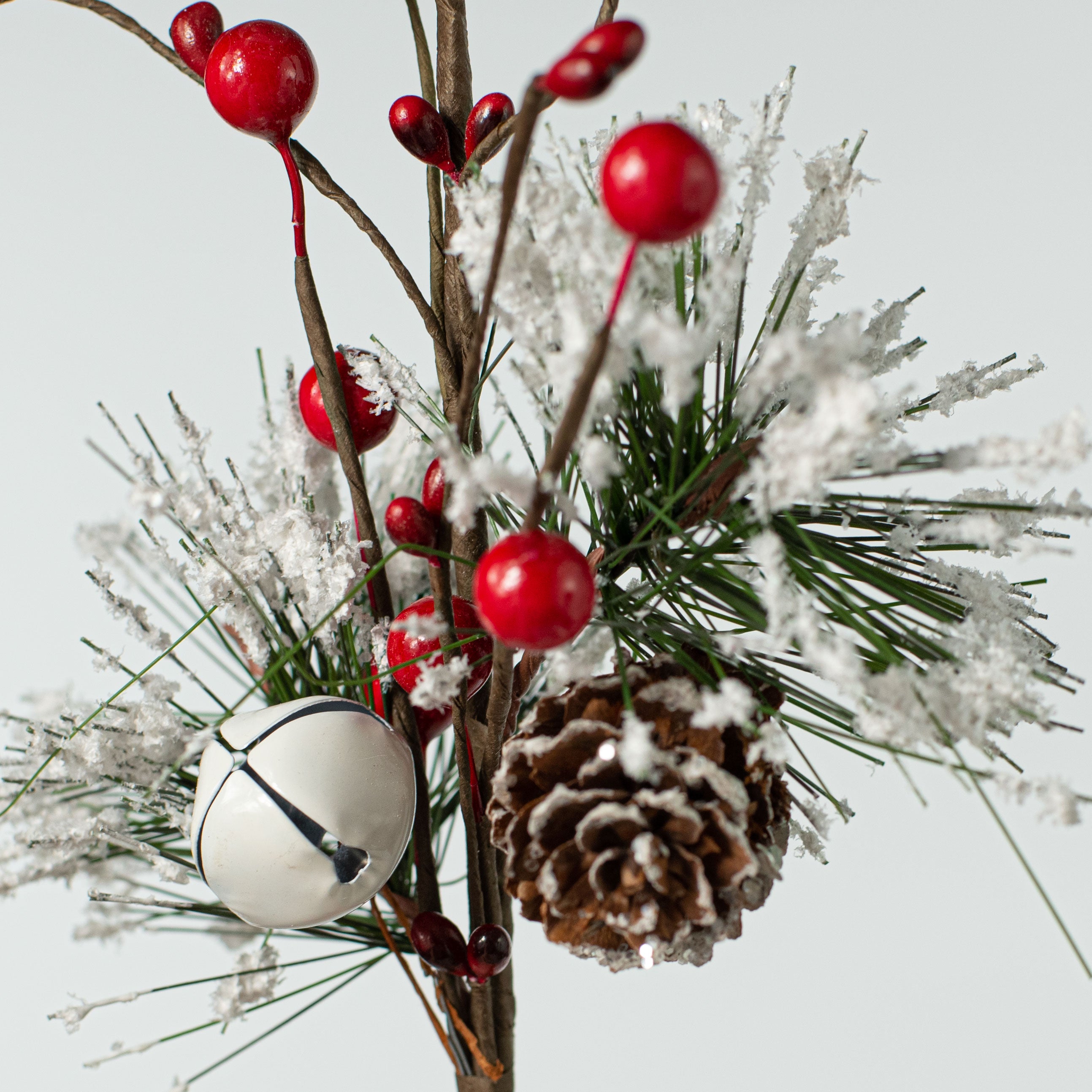 12" Snowy Pine With Jingle Bells Pick Lifestyle Photo