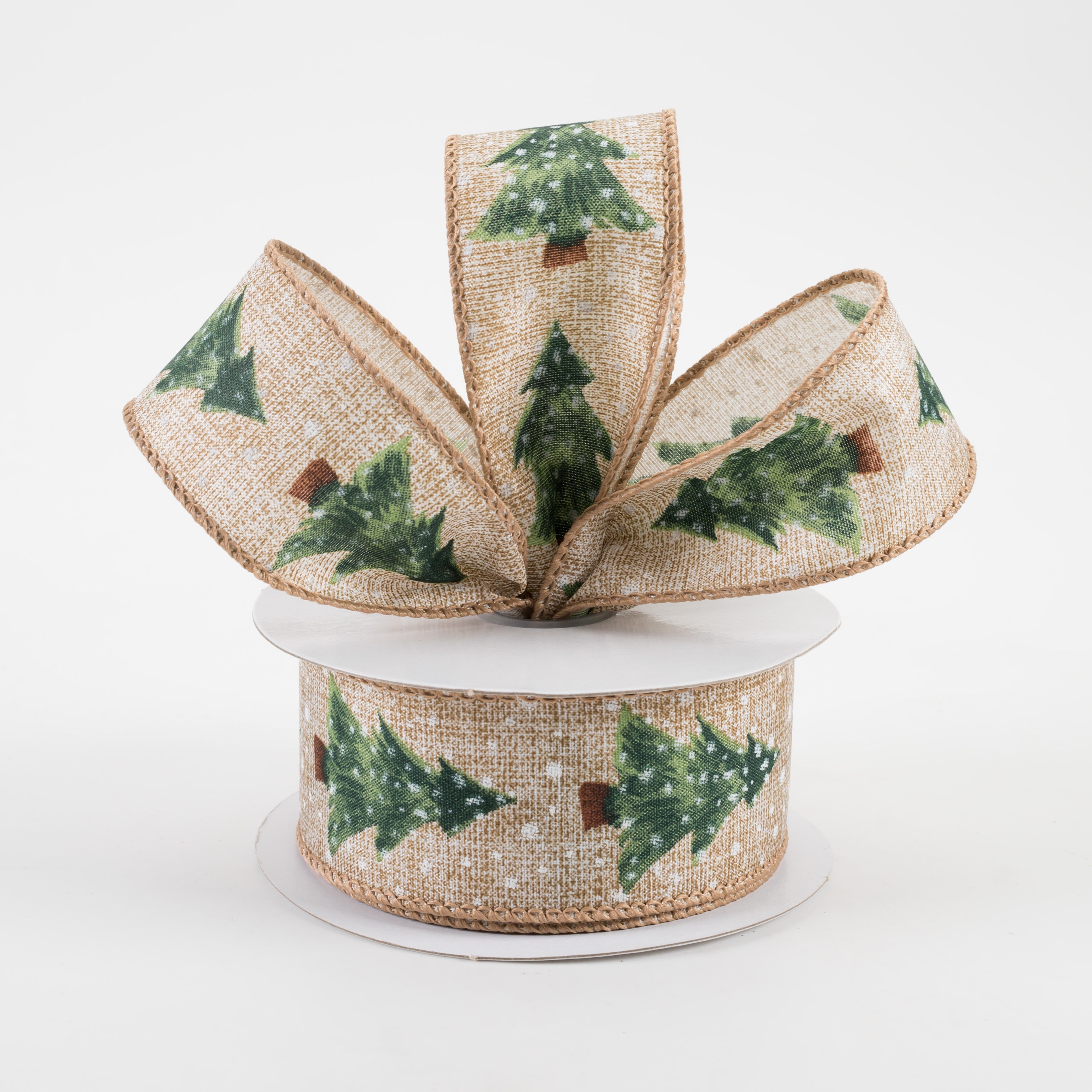 1.5" Snowy Sage Tree Natural Linen Ribbon (10 Yards) Lifestyle Photo