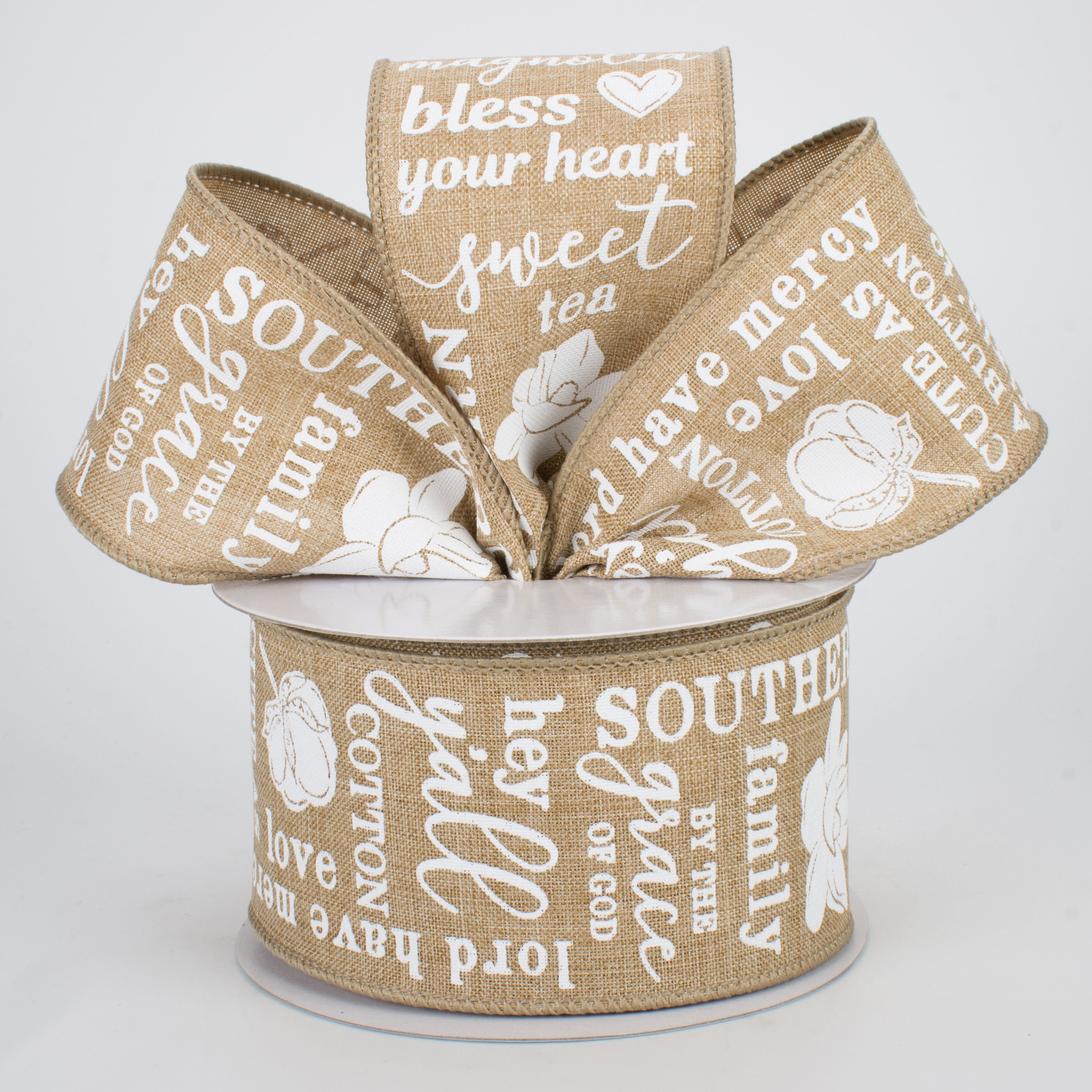 2.5" Southern Charm Ribbon: Light Beige (10 Yards) Lifestyle Photo