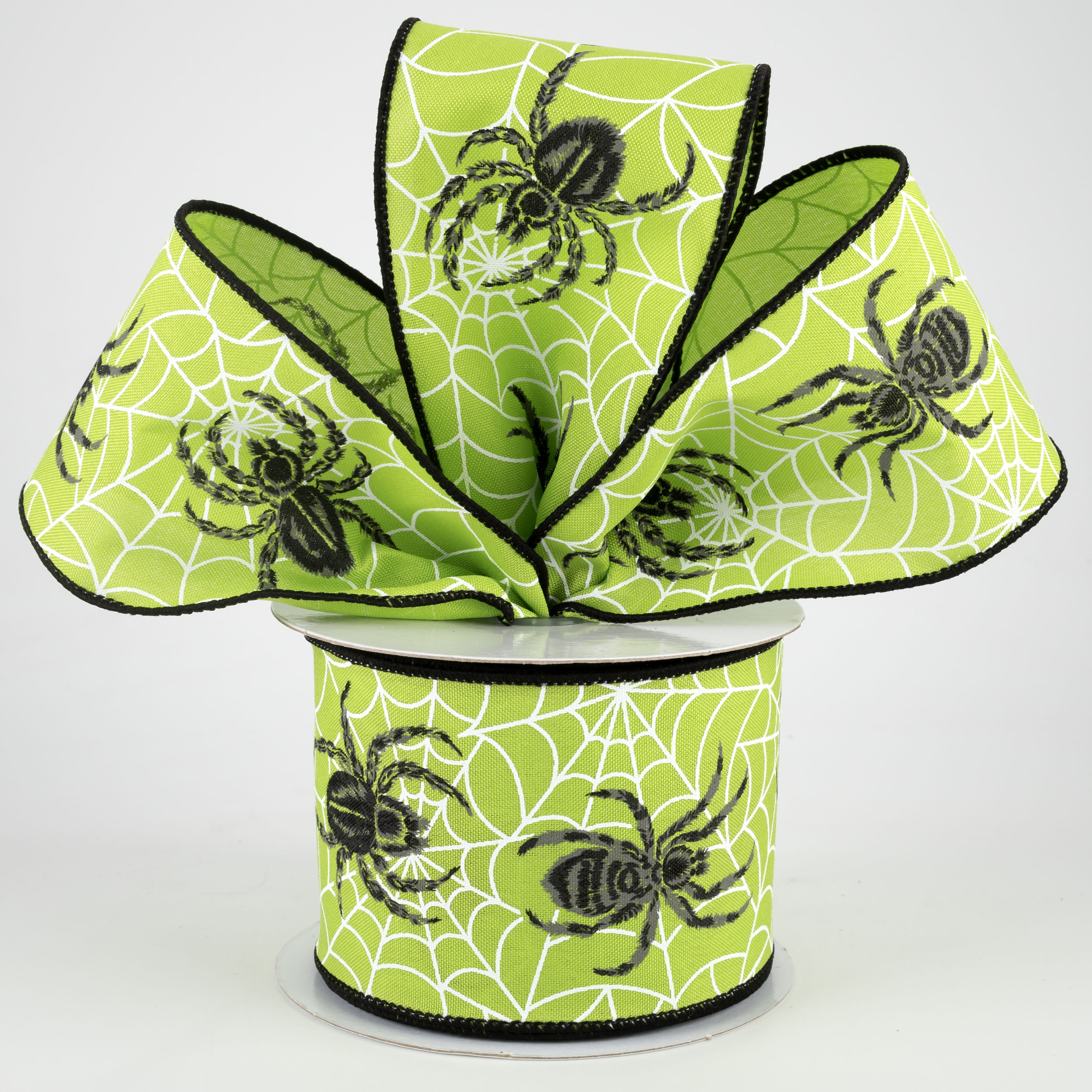 2.5" Spider On Web Ribbon: Lime Green (10 Yards) Lifestyle Photo